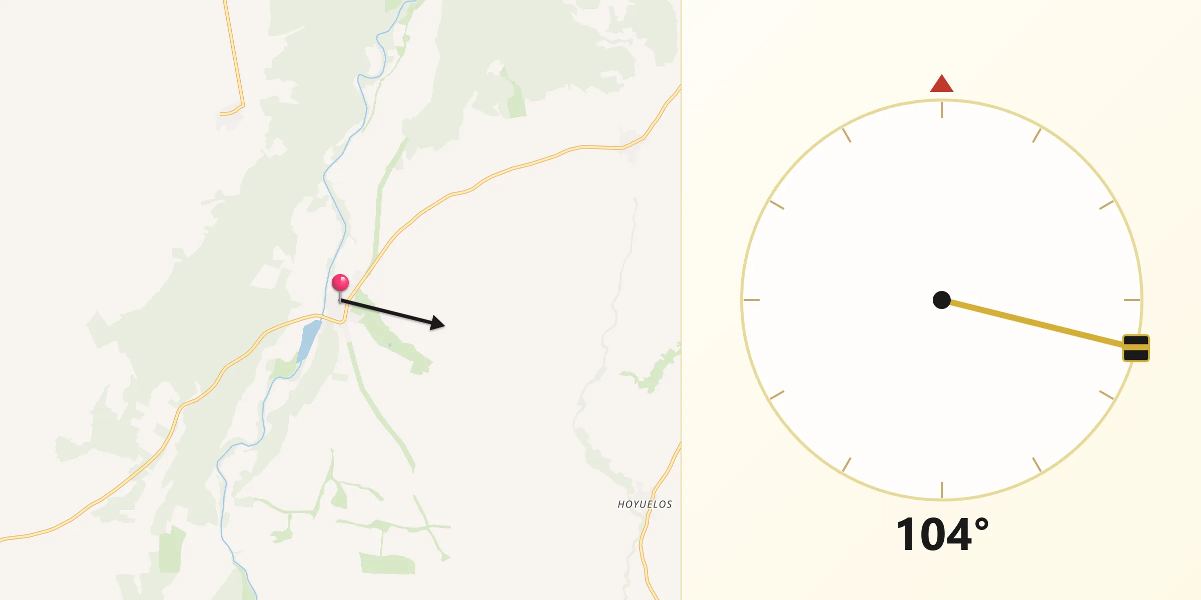 Dirección de la Qibla desde Juarros de Voltoya