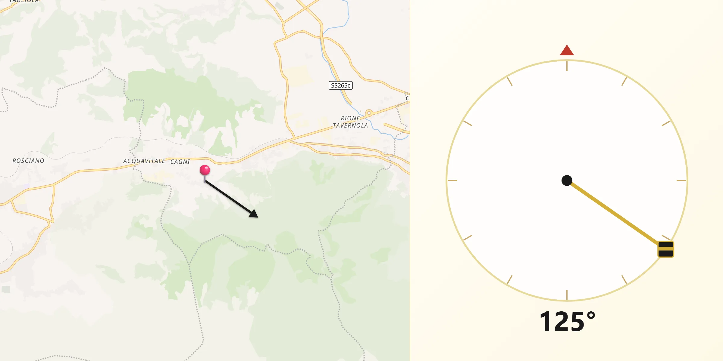 Direzione della Qibla da Forchia
