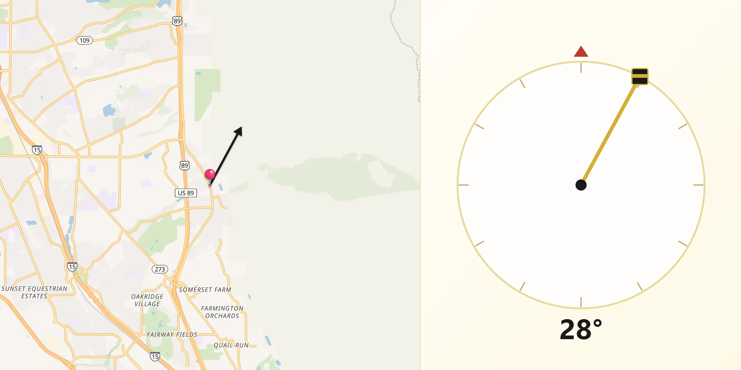 Qibla Direction from Fruit Heights