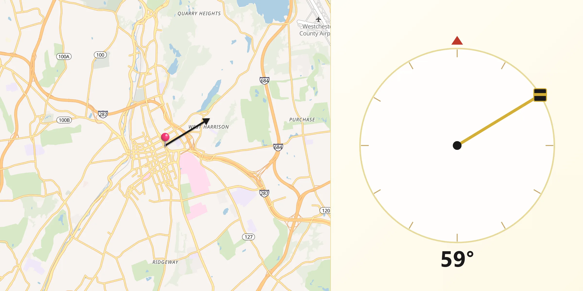 Qibla Direction from White Plains