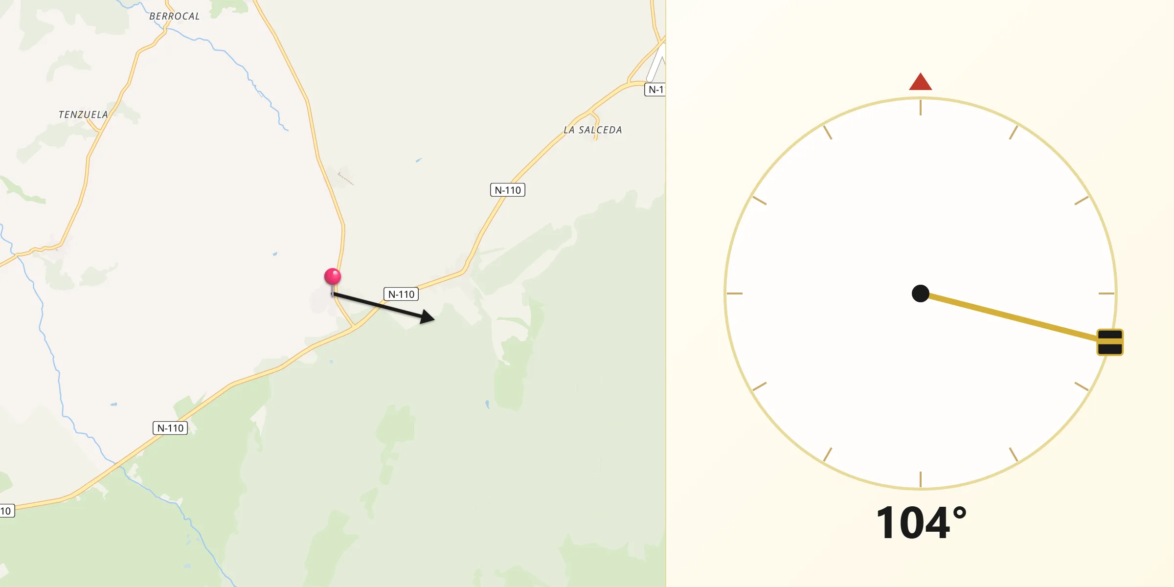 Dirección de la Qibla desde Sotosalbos