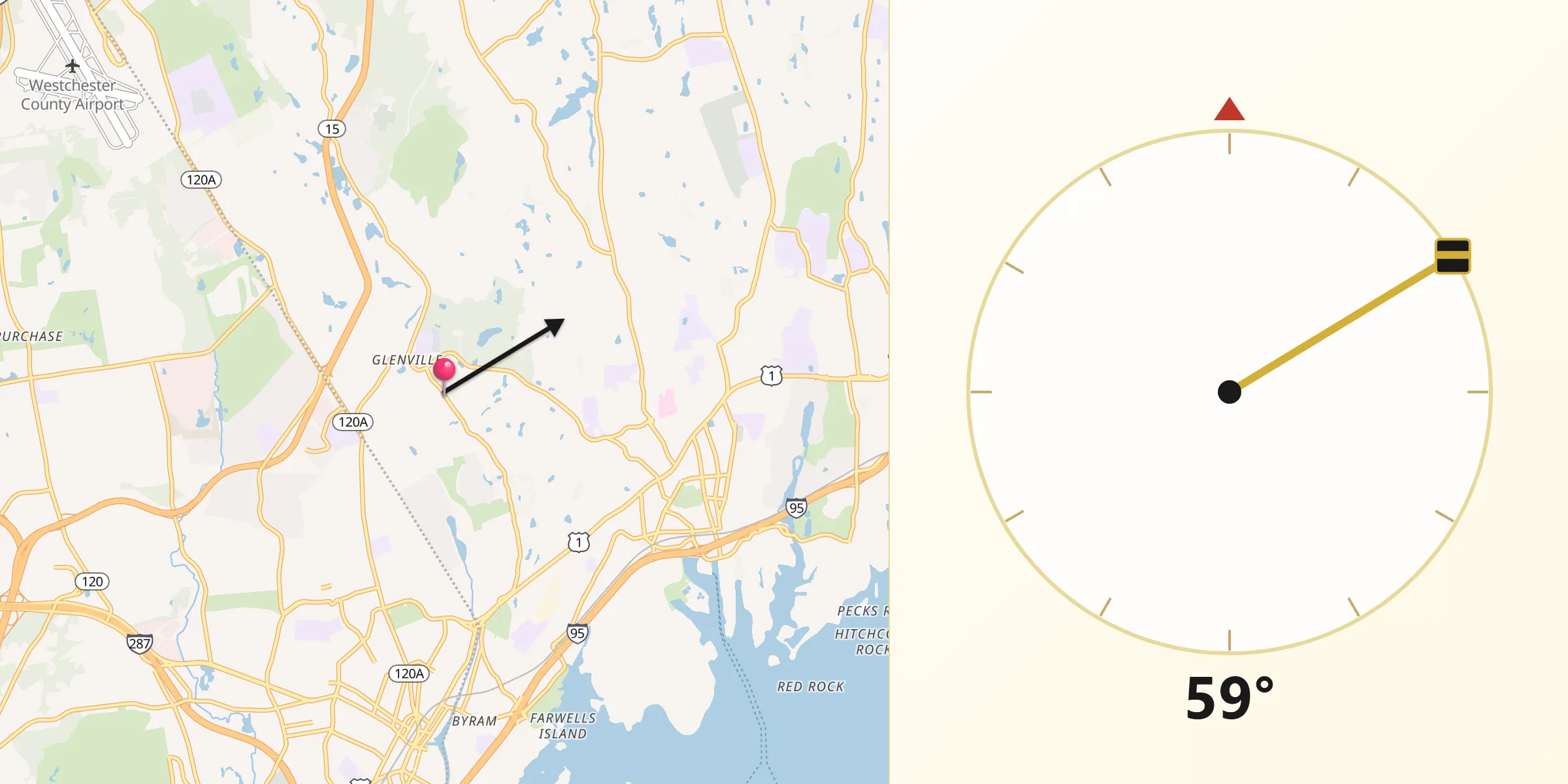 Qibla Direction from Glenville