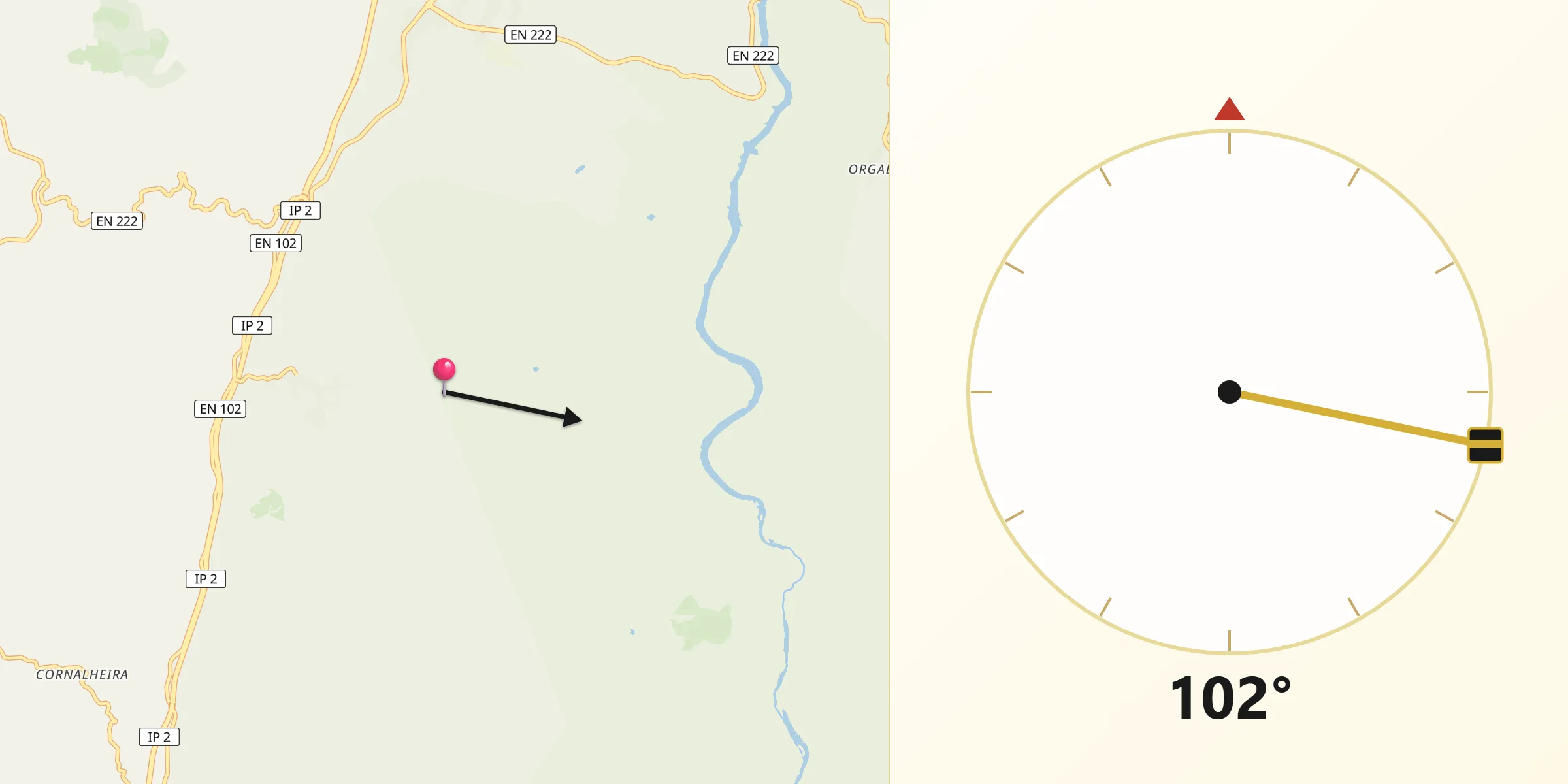 Direção da Qibla a partir de Muxagata