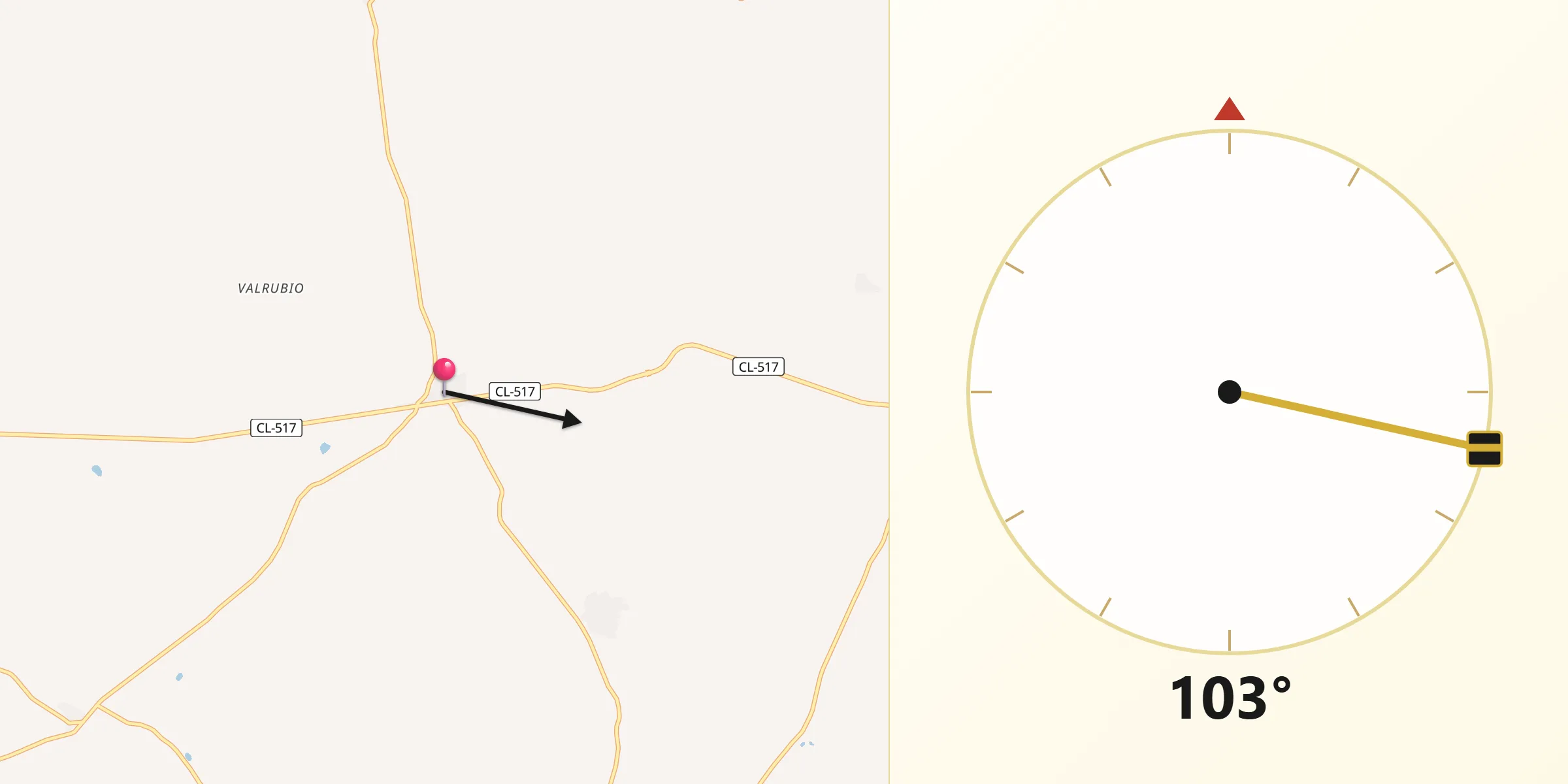 Dirección de la Qibla desde Villaseco de los Gamitos