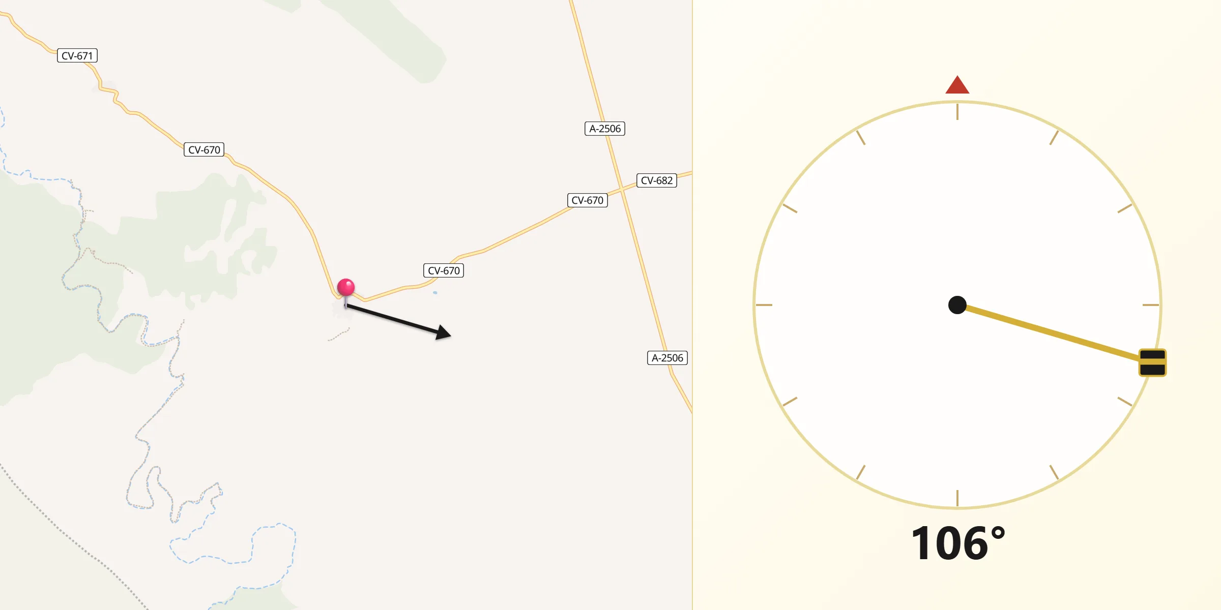 Dirección de la Qibla desde Torralba de los Frailes