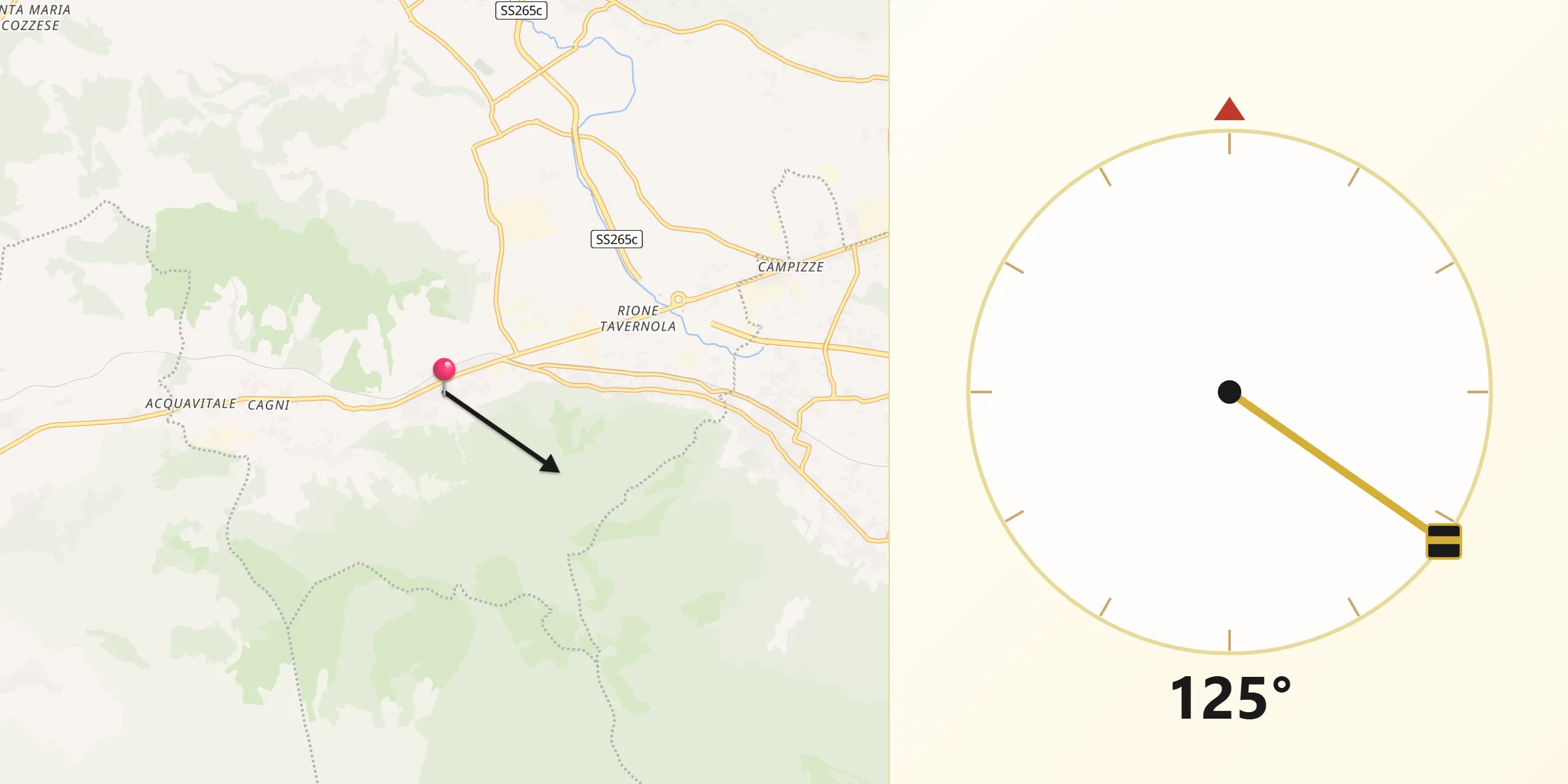 Direzione della Qibla da Arpaia