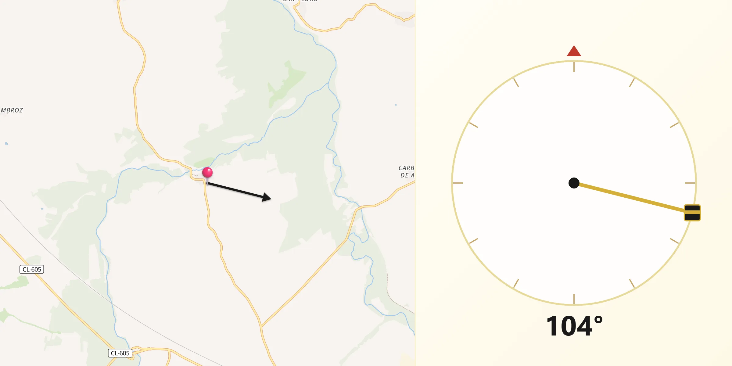 Dirección de la Qibla desde Añe