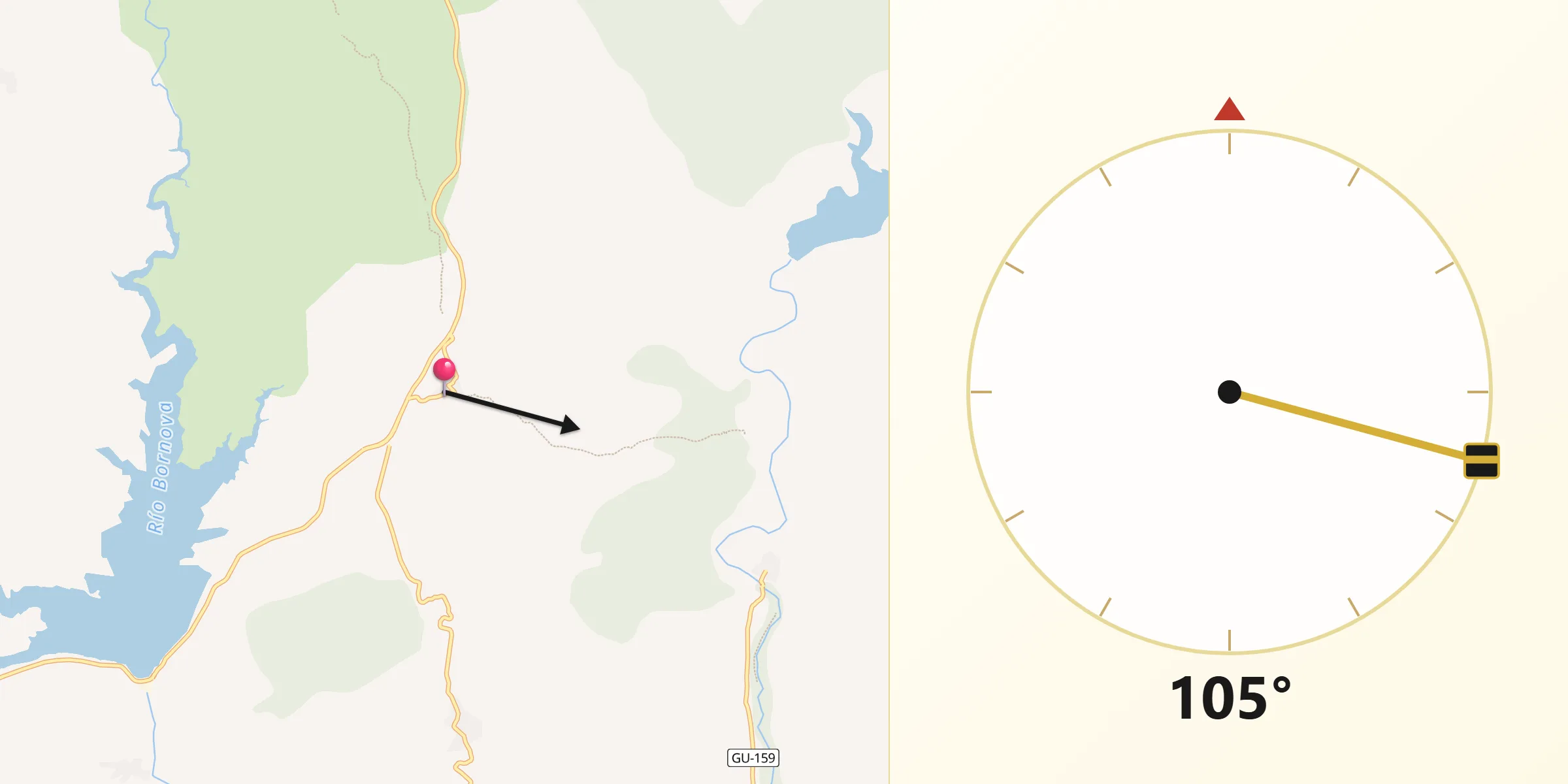 Dirección de la Qibla desde Congostrina