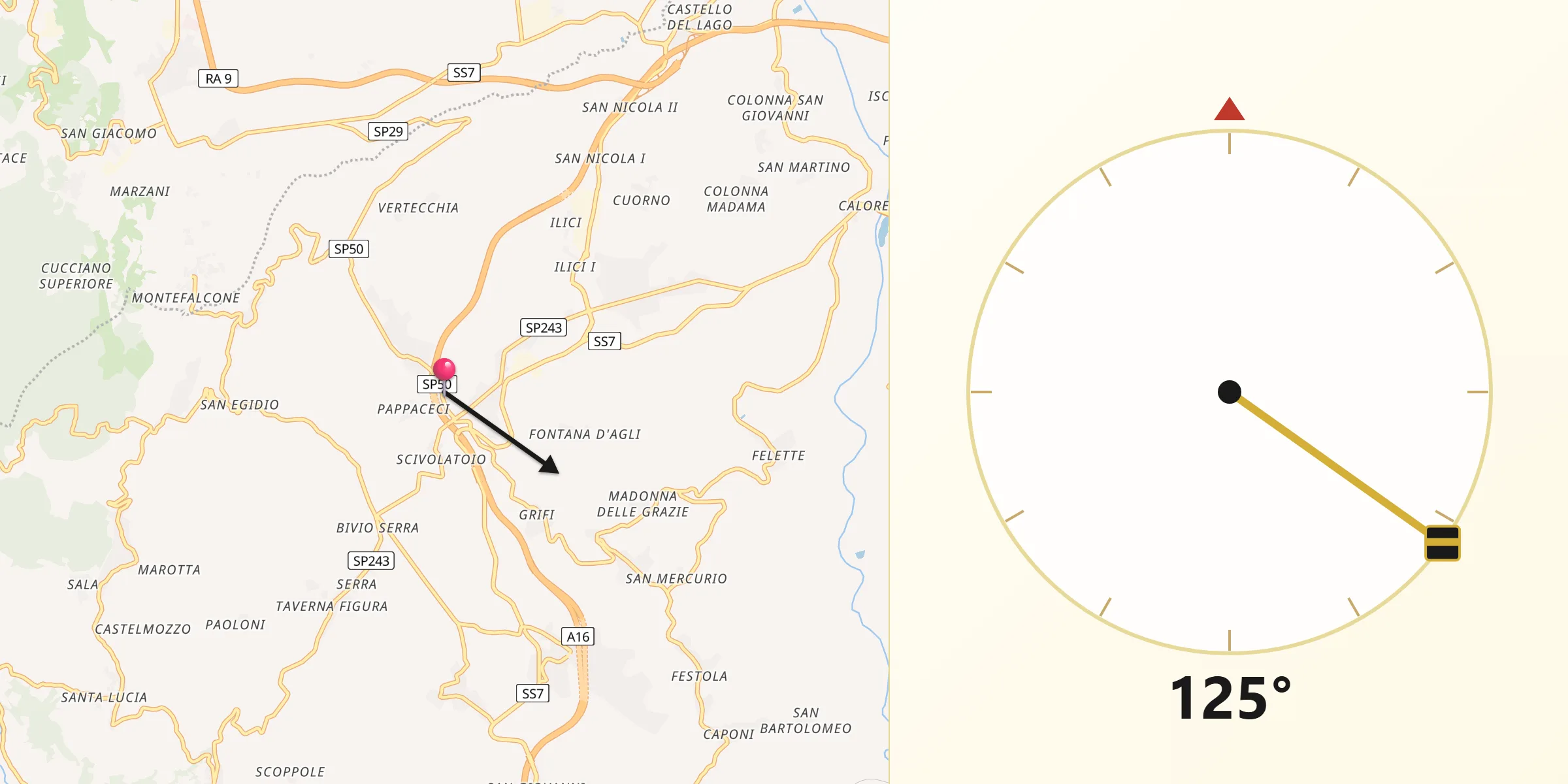 Direzione della Qibla da Sant'Elena Irpina