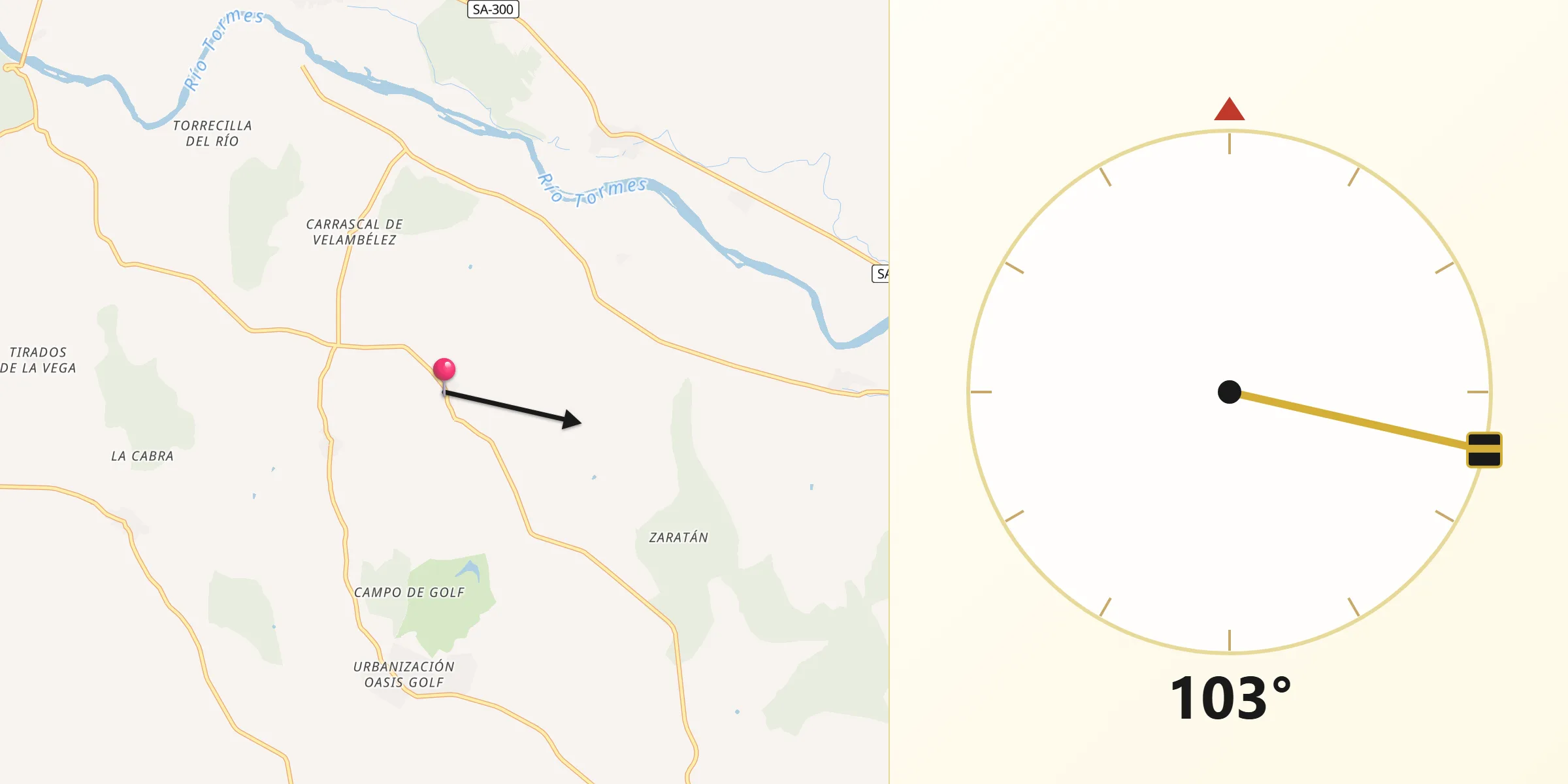 Dirección de la Qibla desde Zarapicos