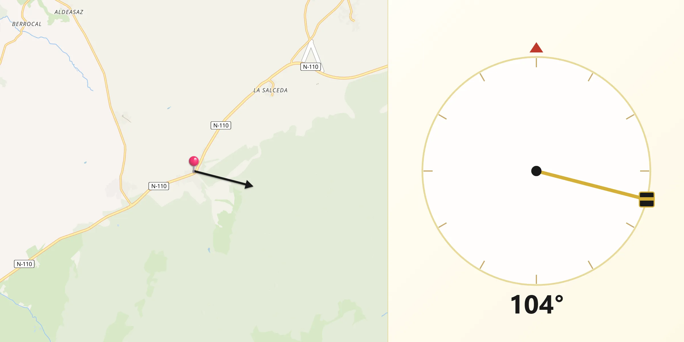 Dirección de la Qibla desde Collado Hermoso