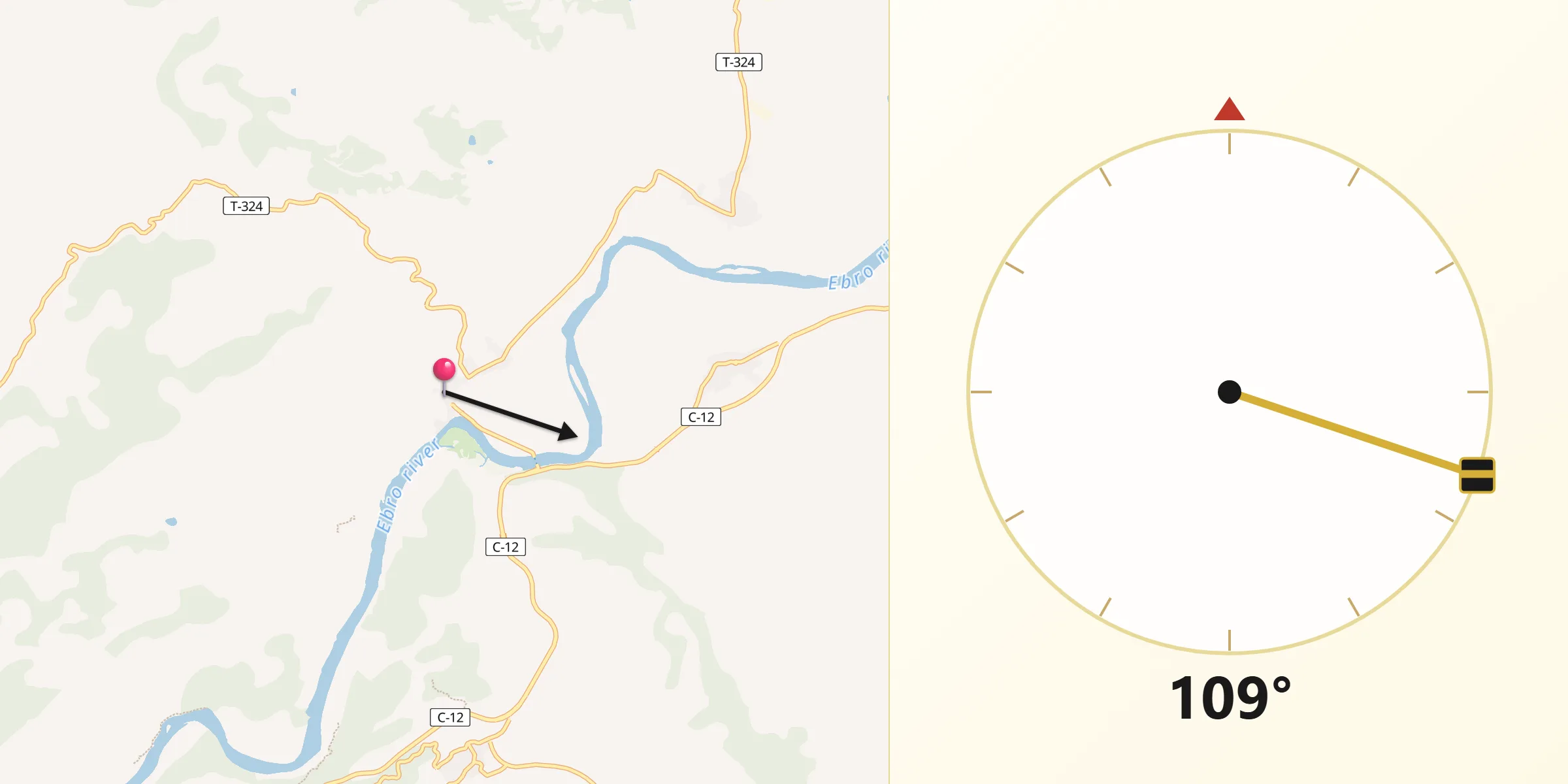 Dirección de la Qibla desde Miravet