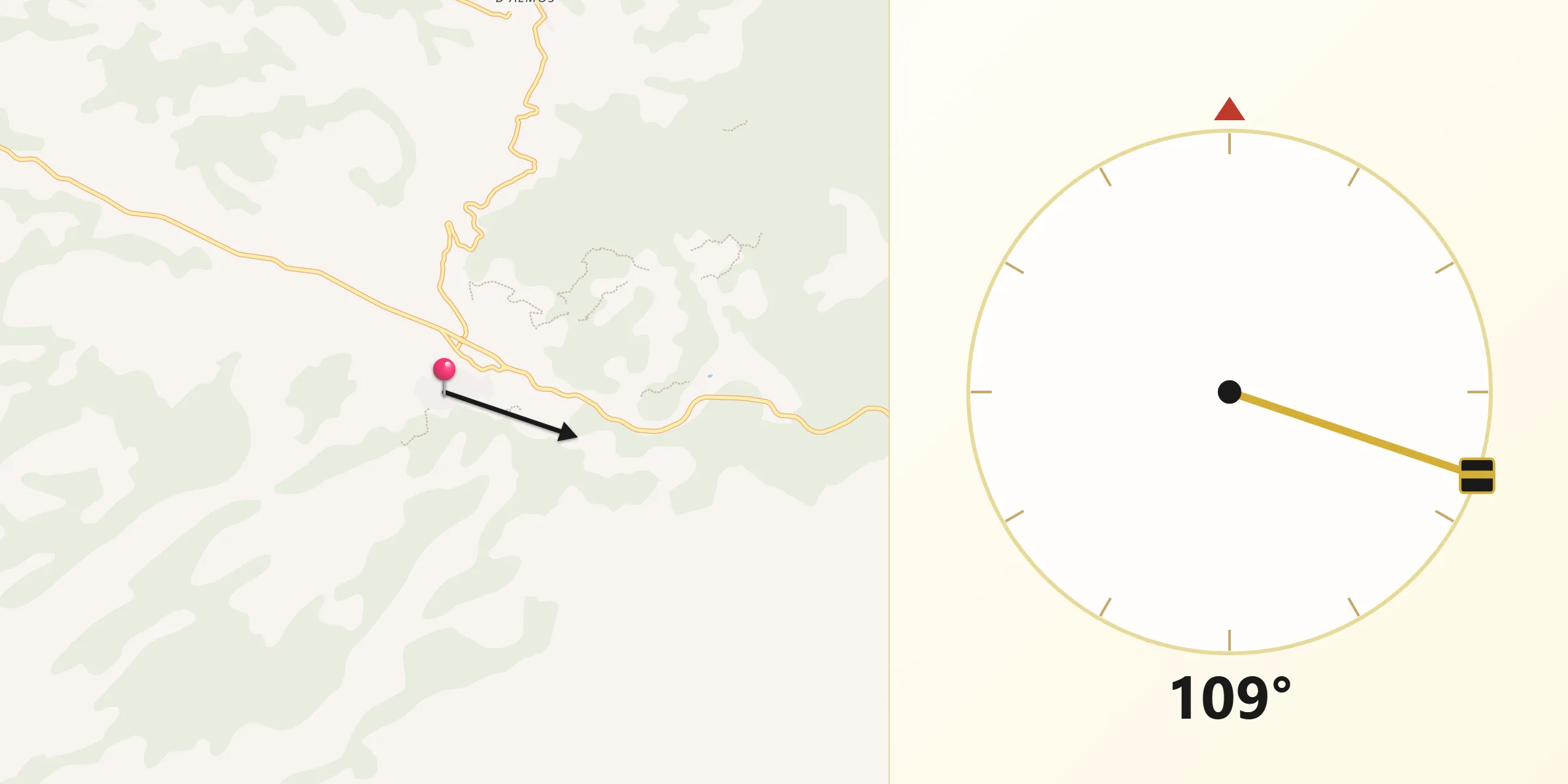 Dirección de la Qibla desde Tivissa