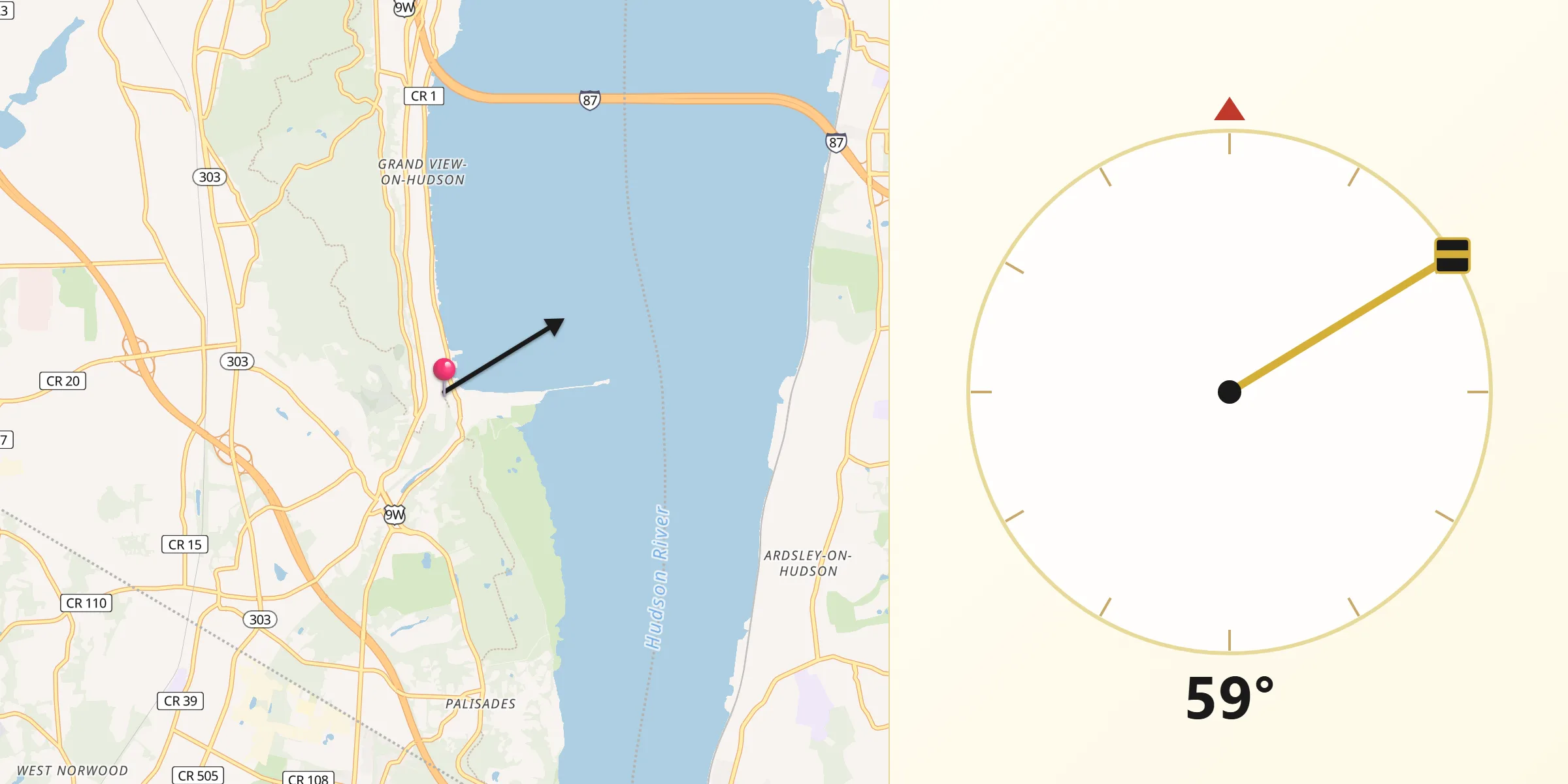 Qibla Direction from Piermont