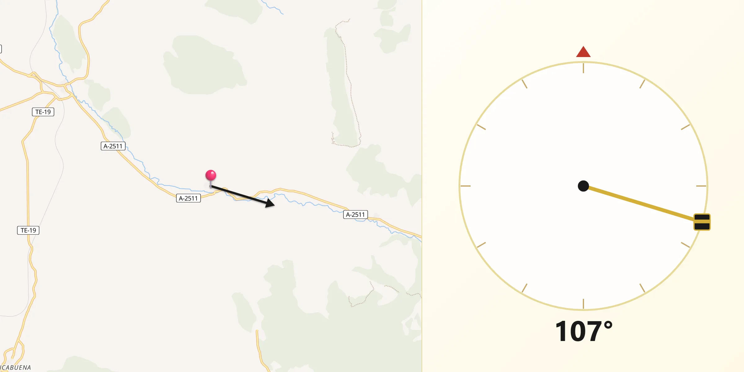 Dirección de la Qibla desde Lagueruela