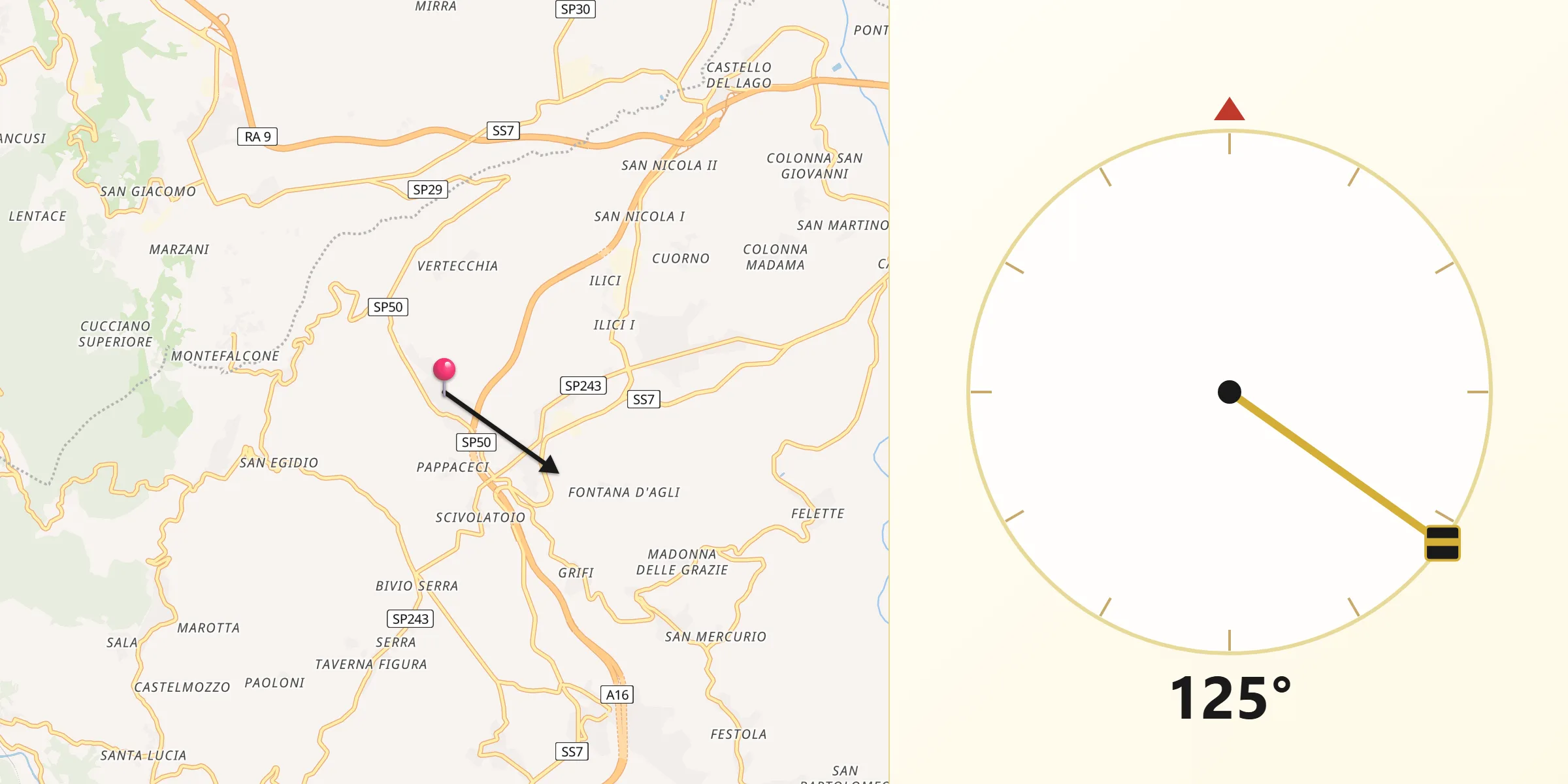 Direzione della Qibla da Pietradefusi