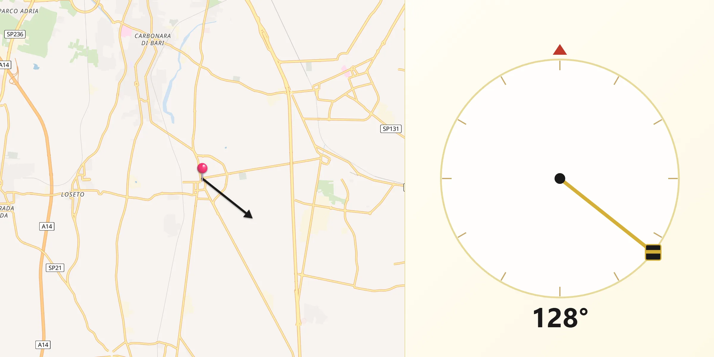 Direzione della Qibla da Valenzano