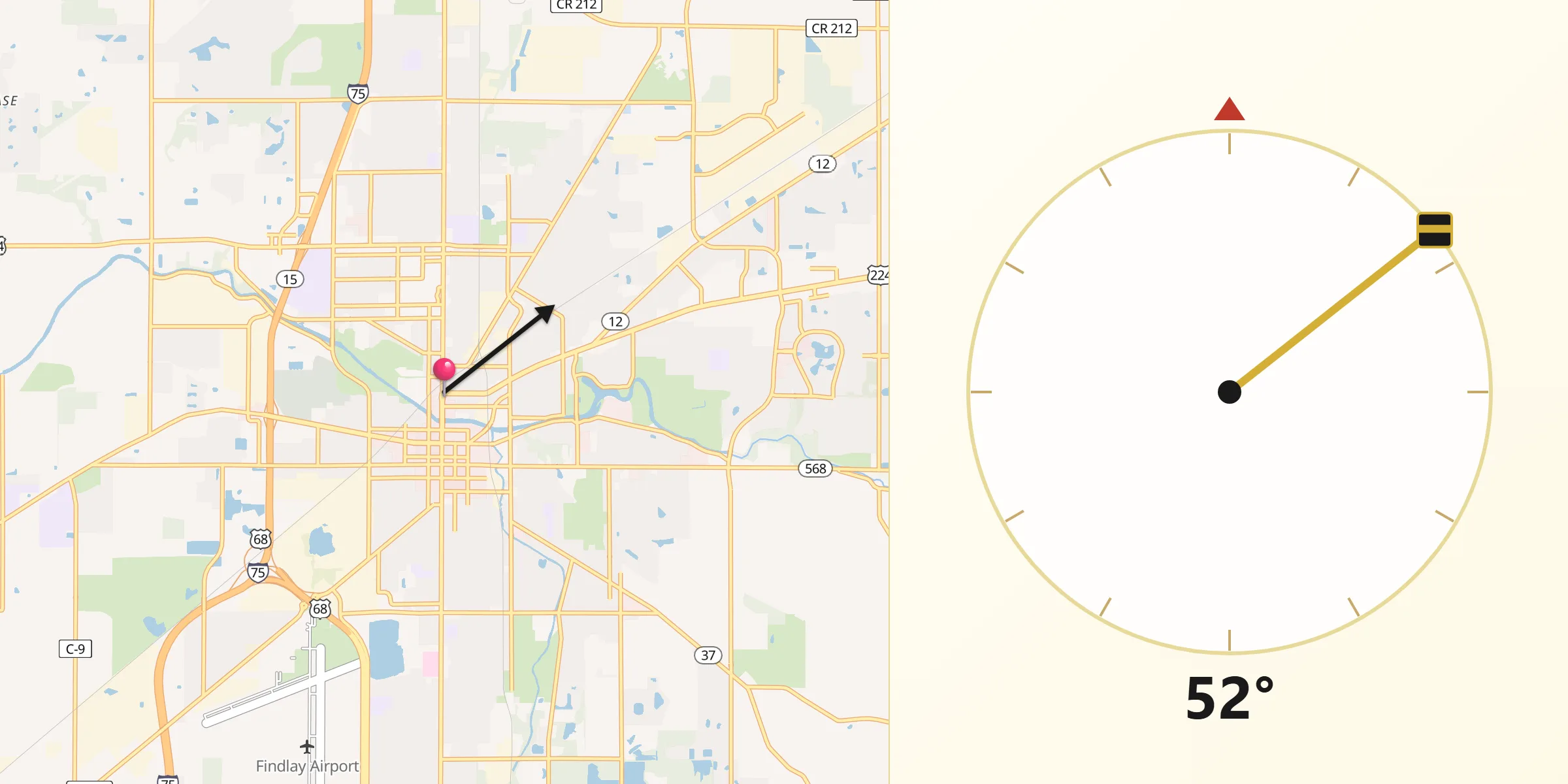 Qibla Direction from Findlay