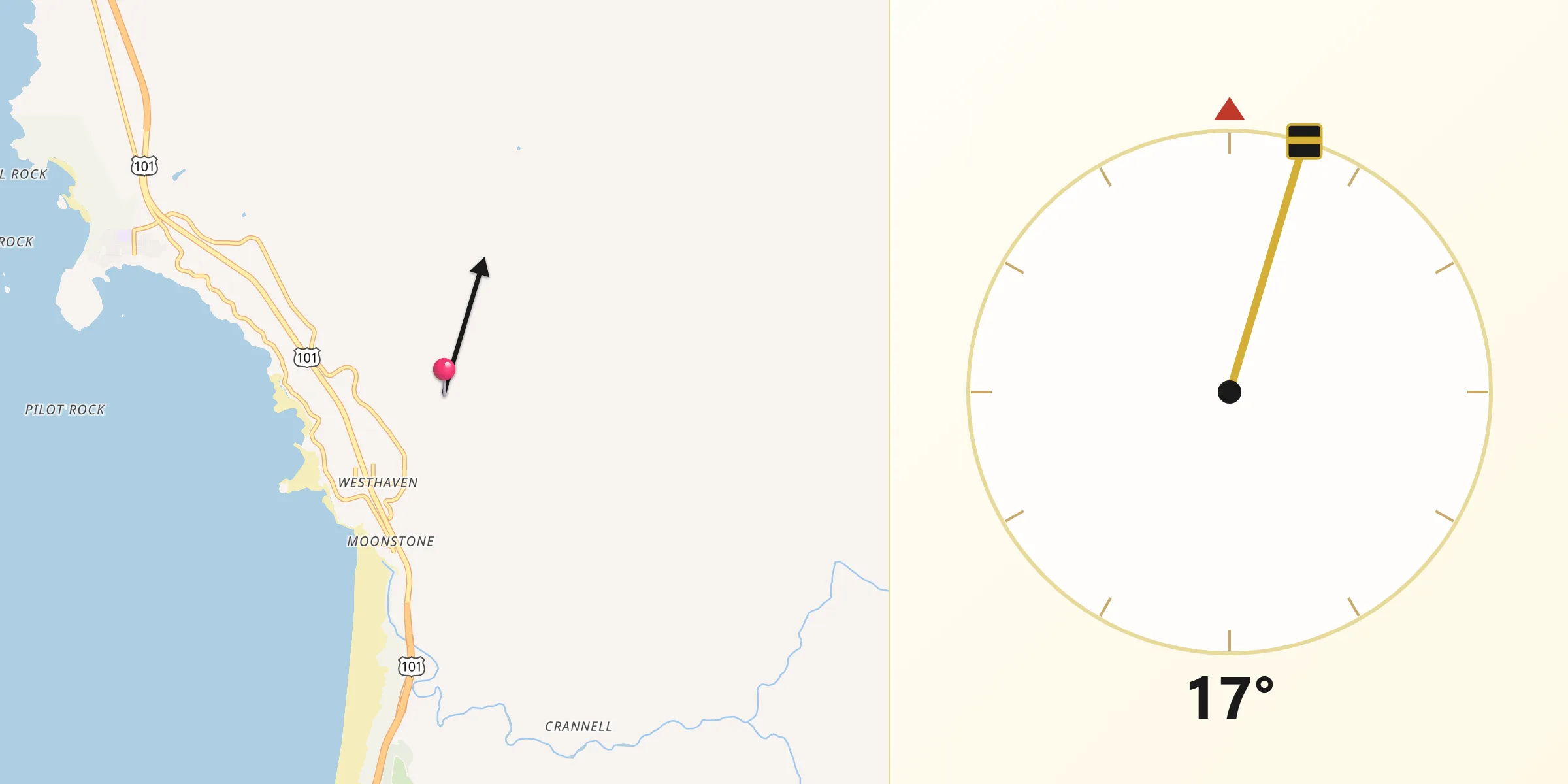 Qibla Direction from Westhaven-Moonstone