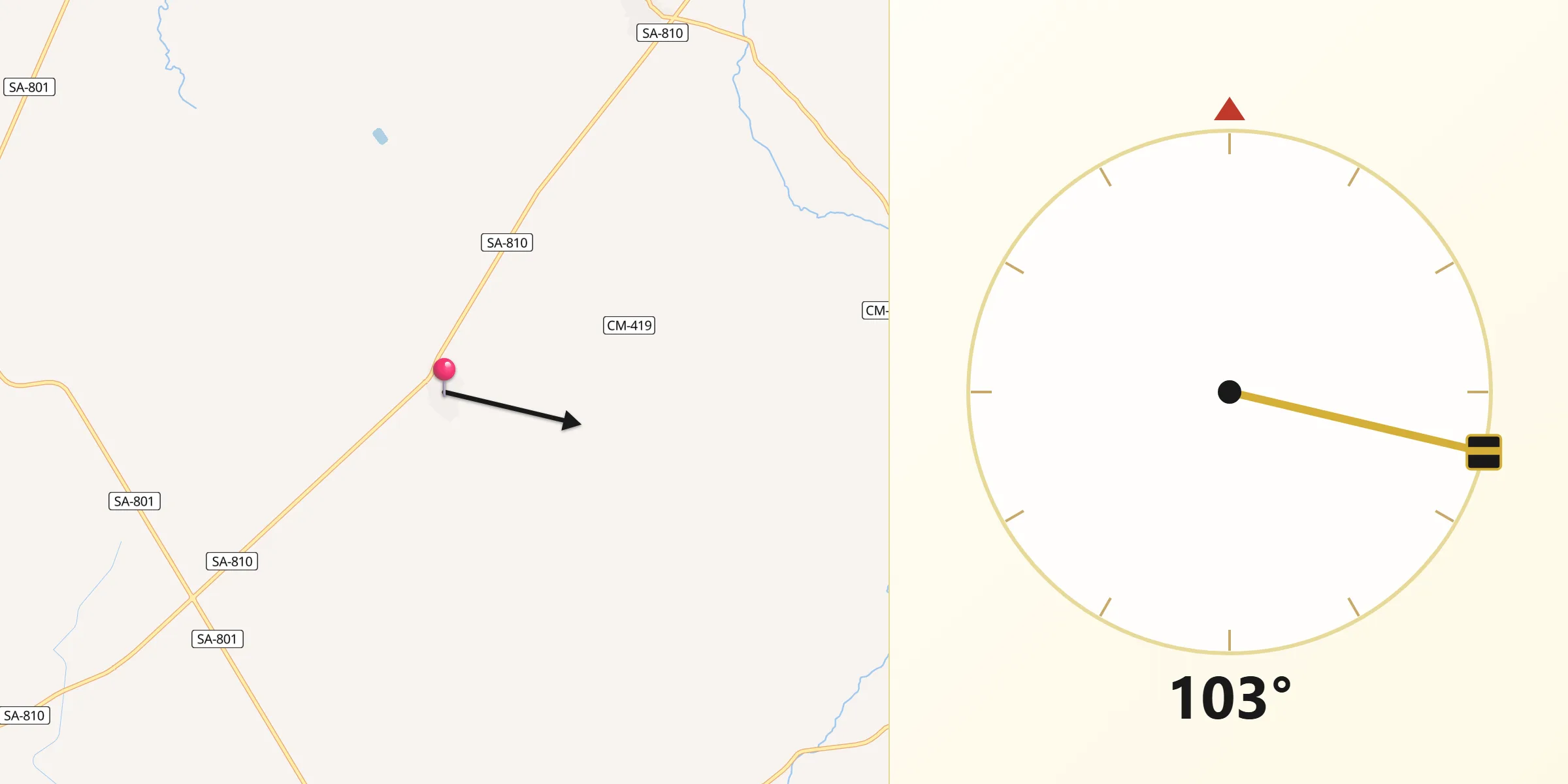 Dirección de la Qibla desde Poveda de las Cintas