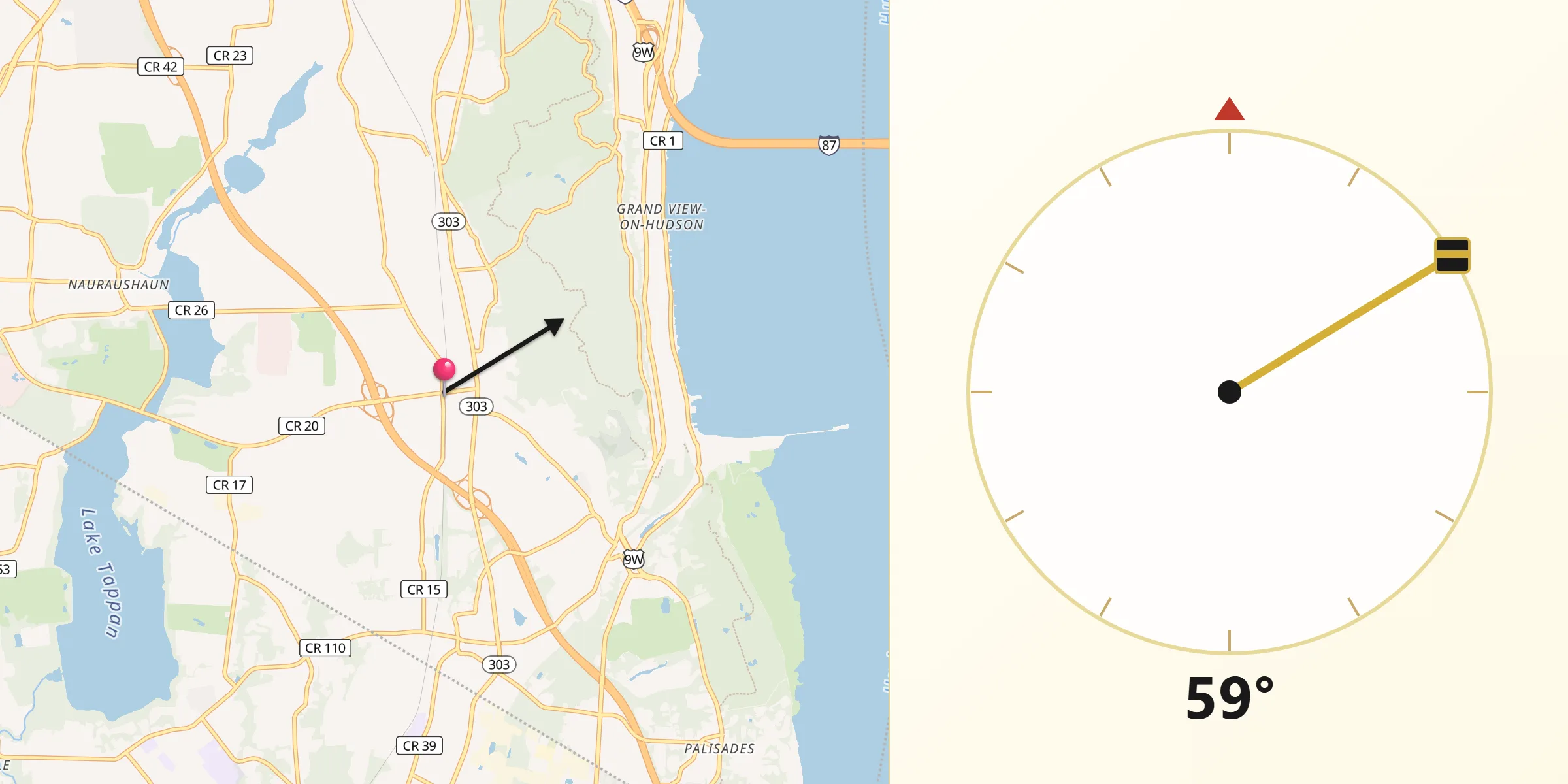 Qibla Direction from Orangeburg