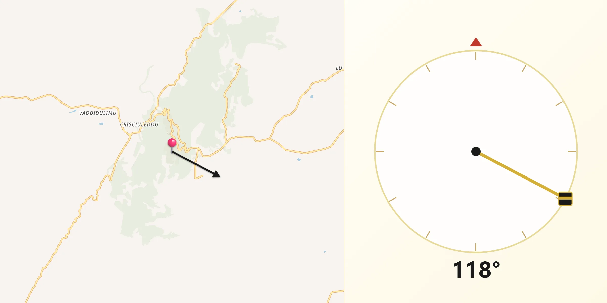 Direzione della Qibla da Luogosanto