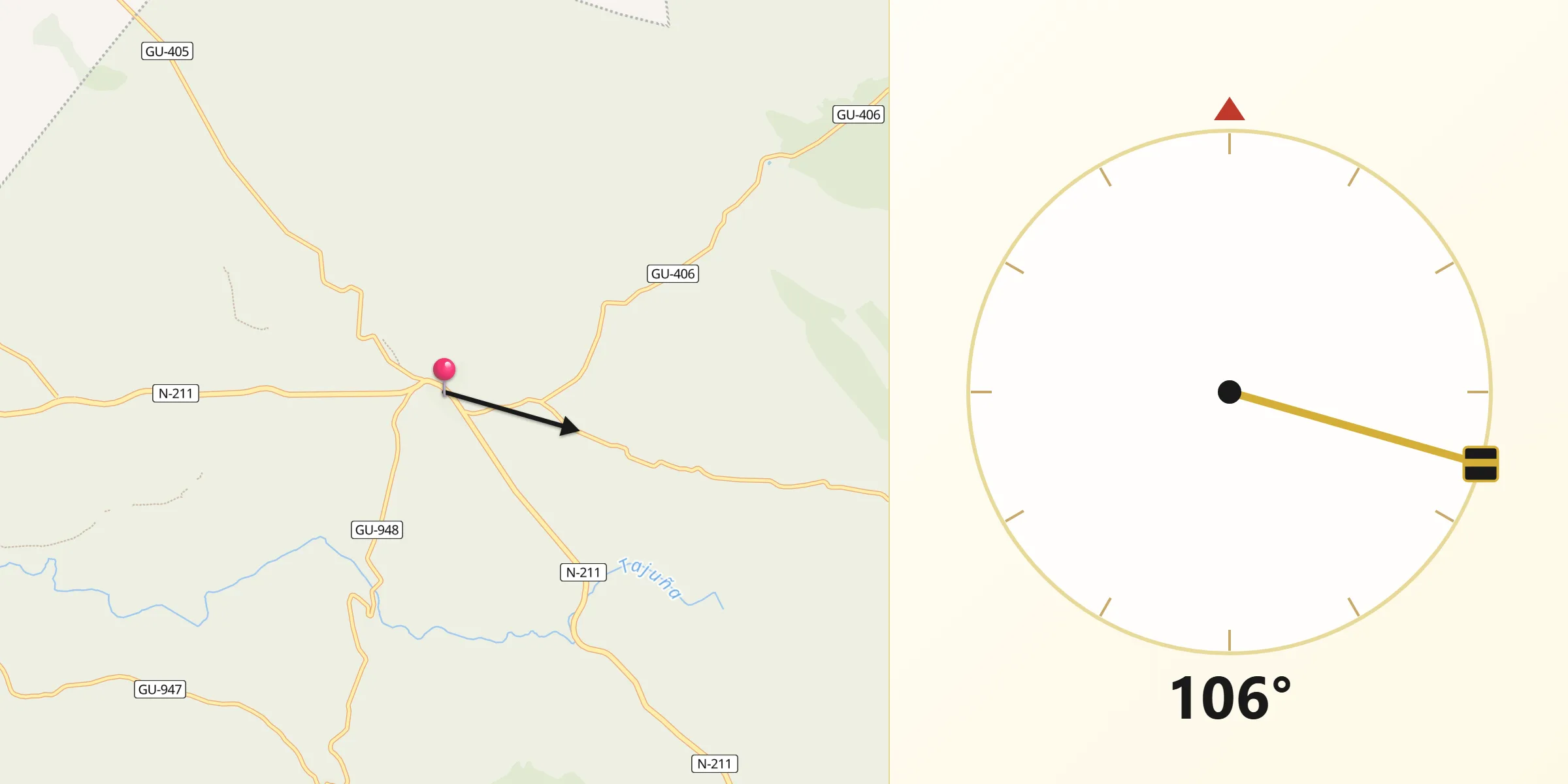 Dirección de la Qibla desde Maranchón