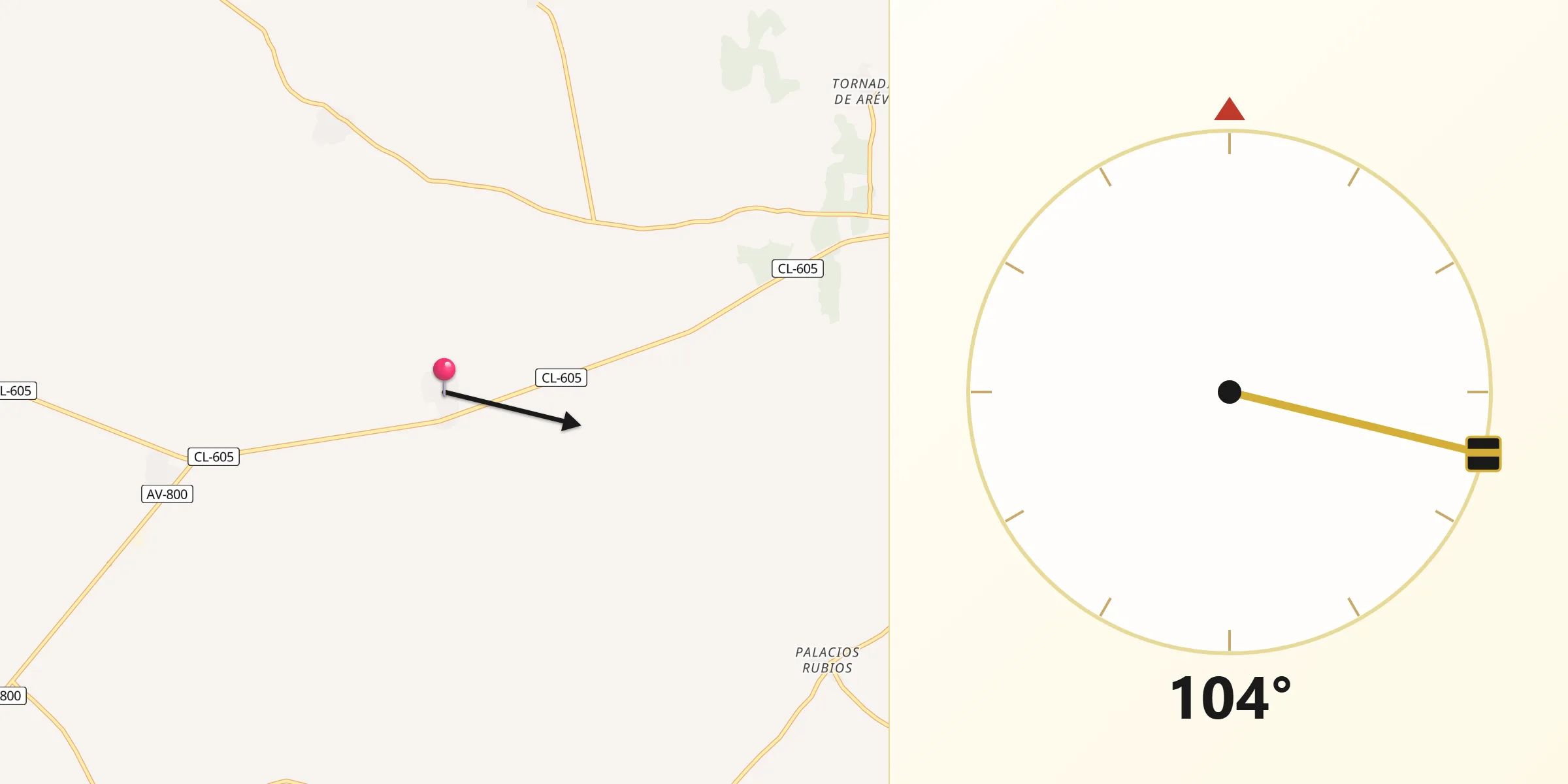 Dirección de la Qibla desde Aldeaseca