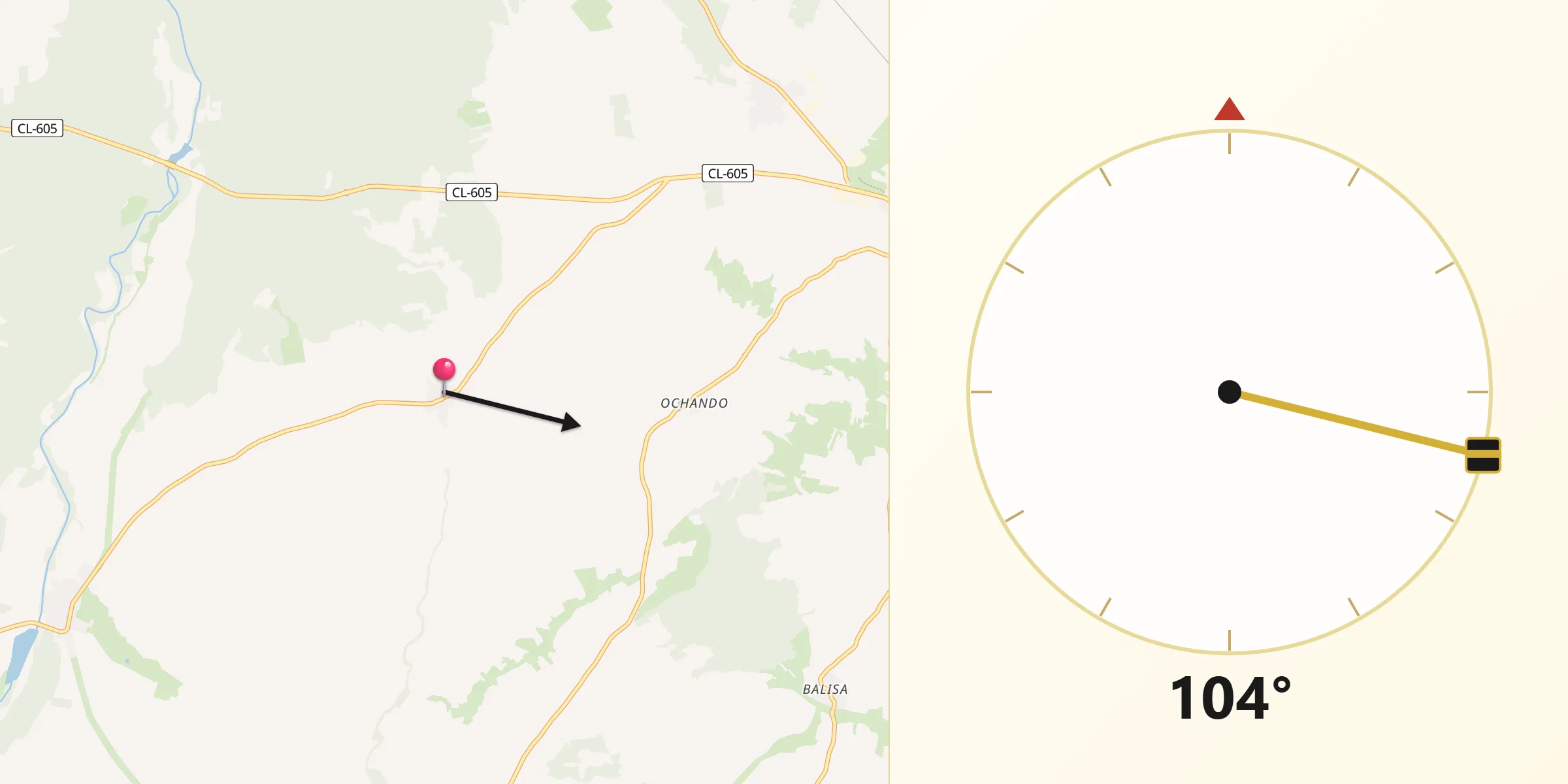 Dirección de la Qibla desde Melque de Cercos