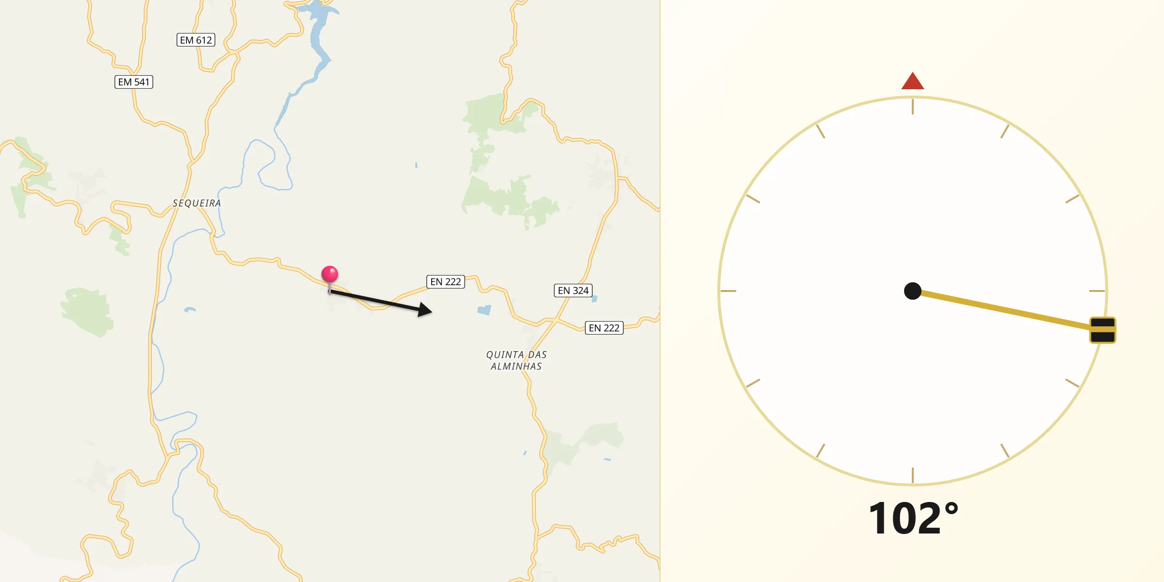 Direção da Qibla a partir de Sebadelhe