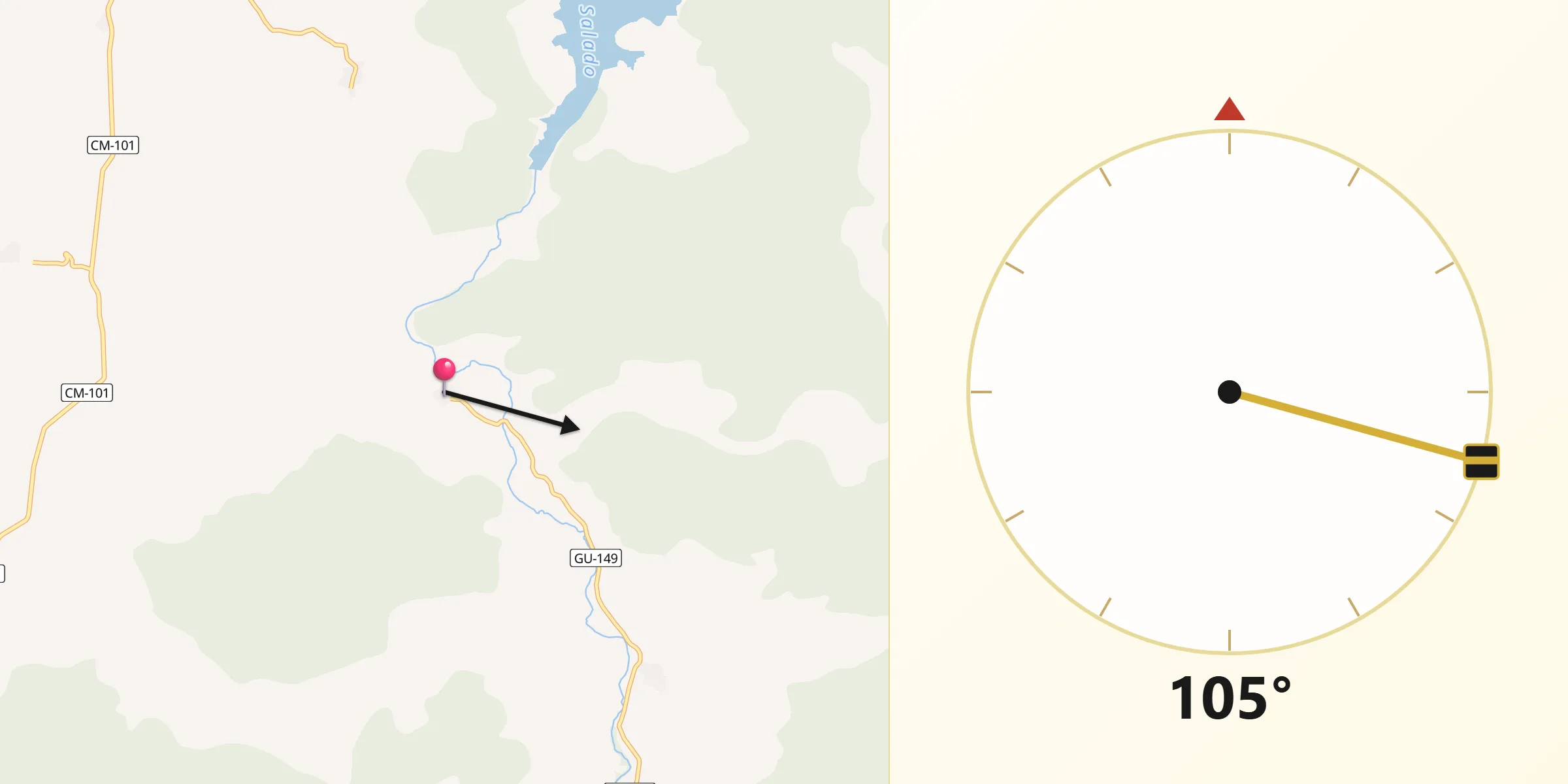 Dirección de la Qibla desde Huérmeces del Cerro