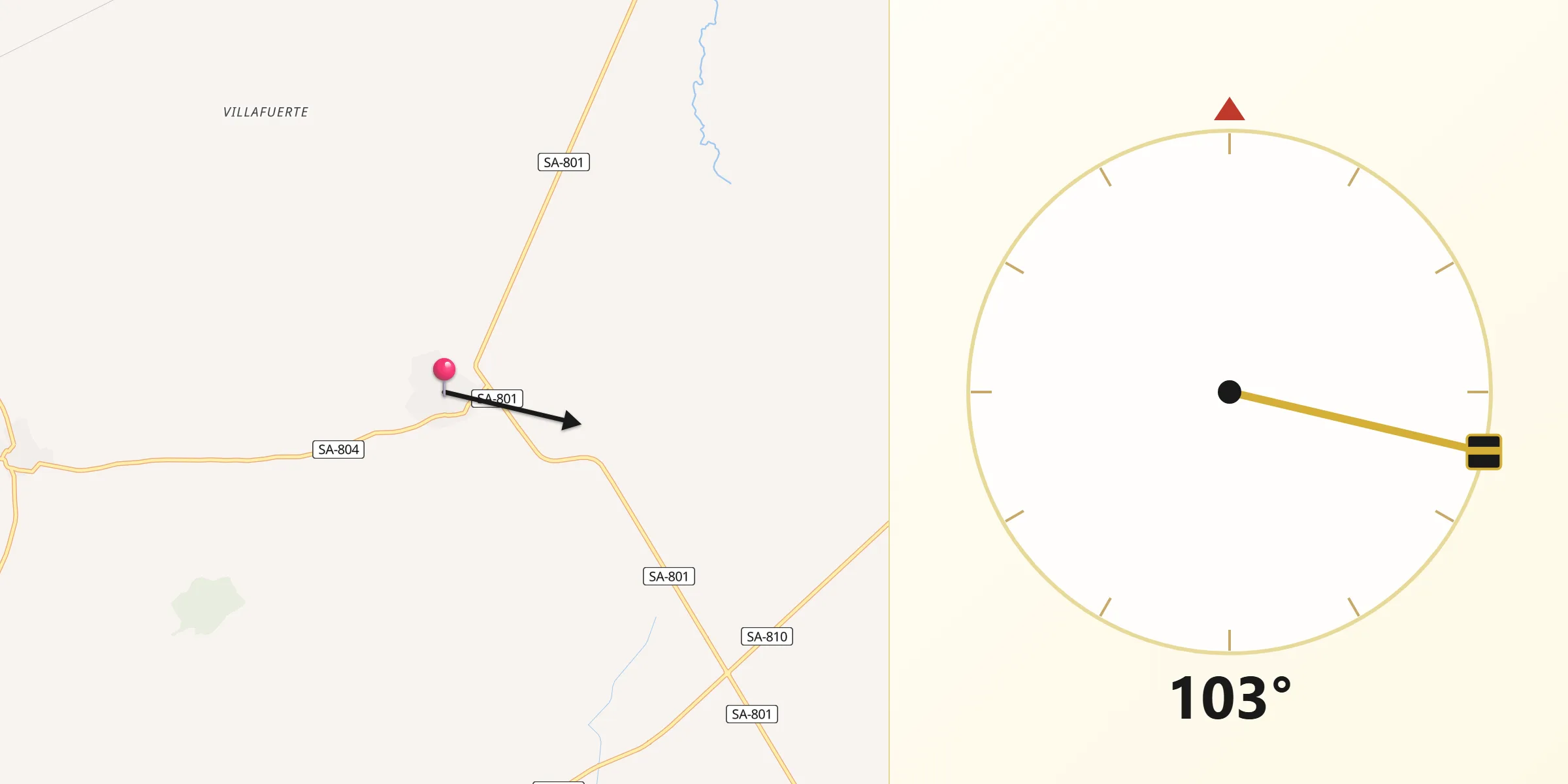 Dirección de la Qibla desde Cantalpino