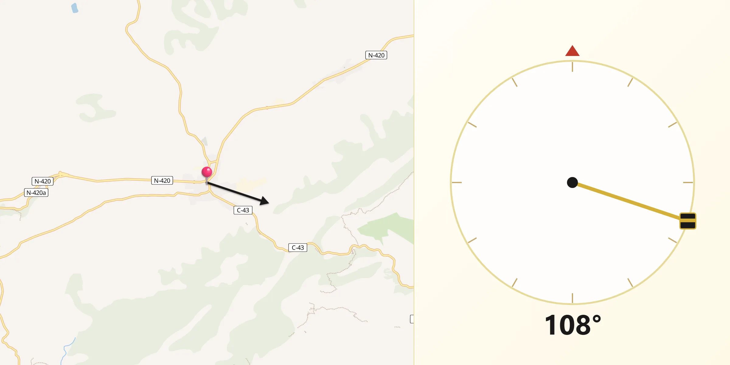 Dirección de la Qibla desde Gandesa