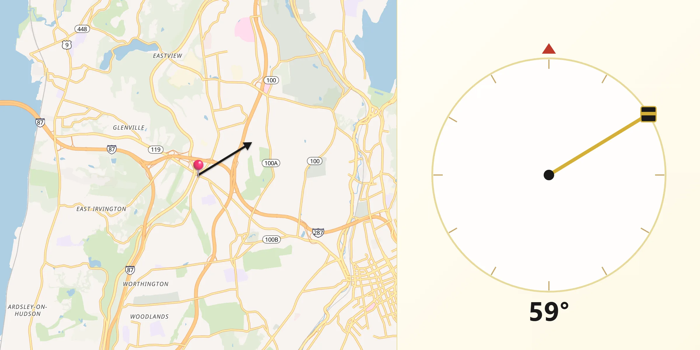 Qibla Direction from Elmsford
