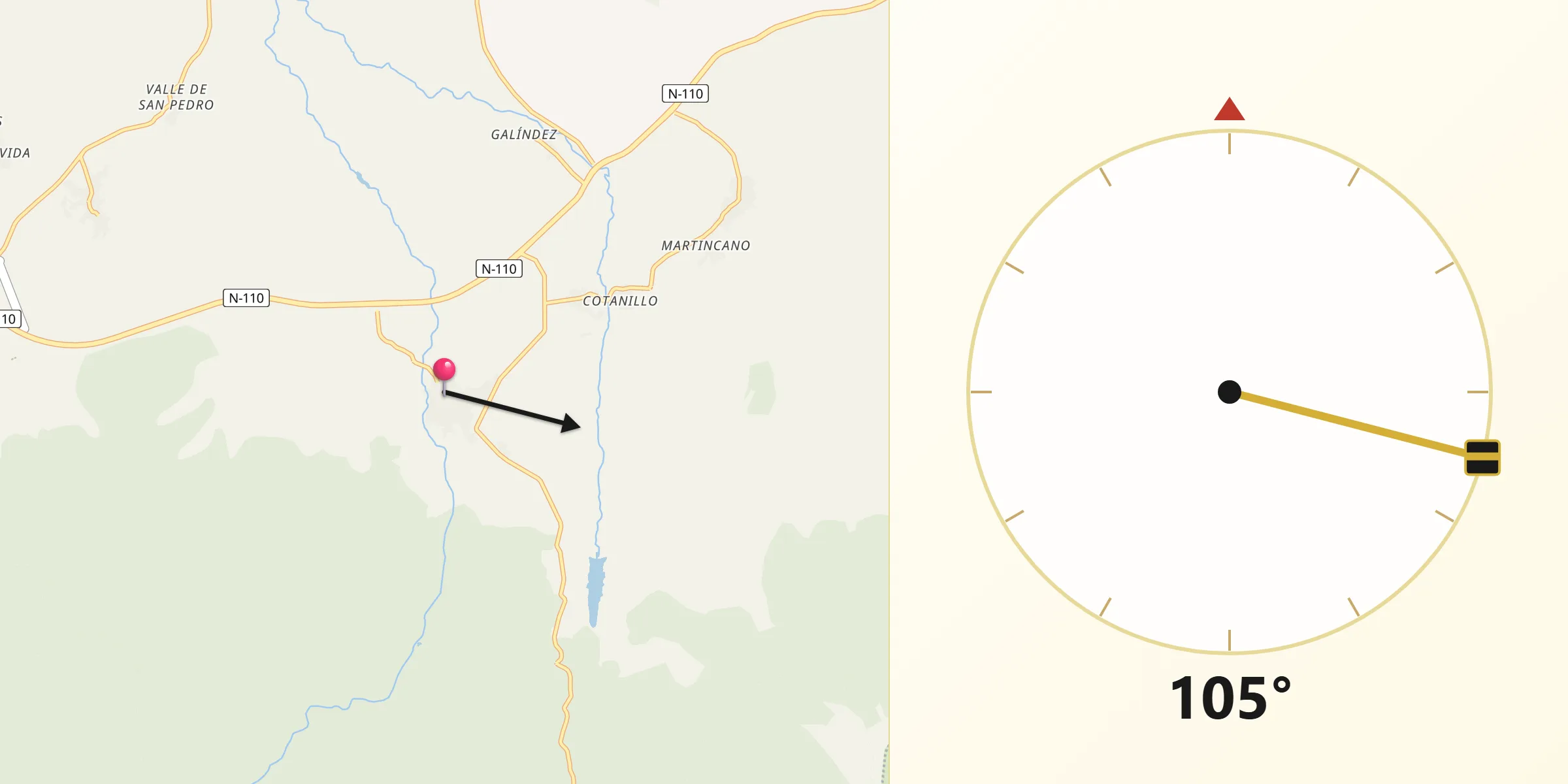 Dirección de la Qibla desde Navafría