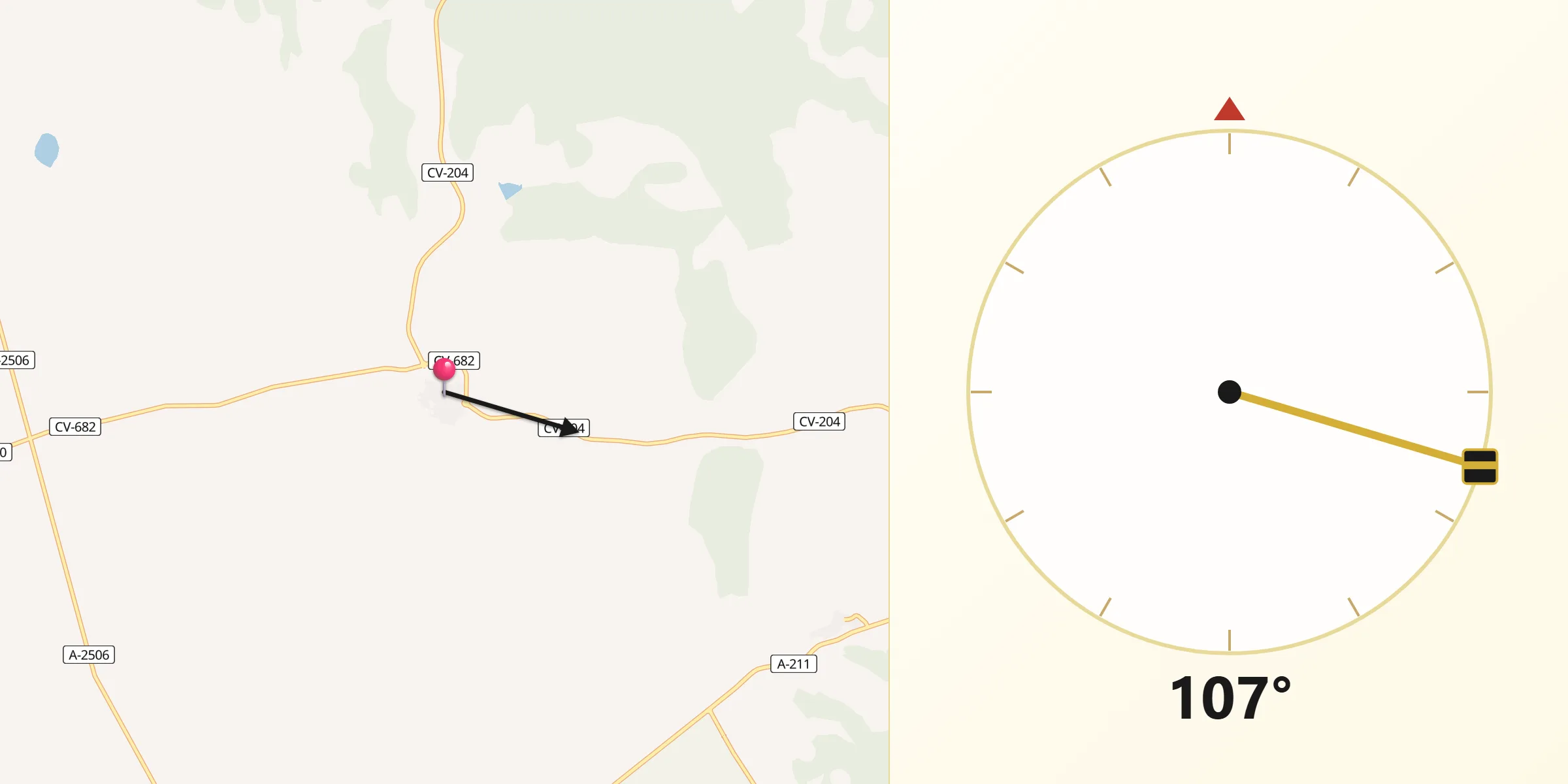 Dirección de la Qibla desde Used