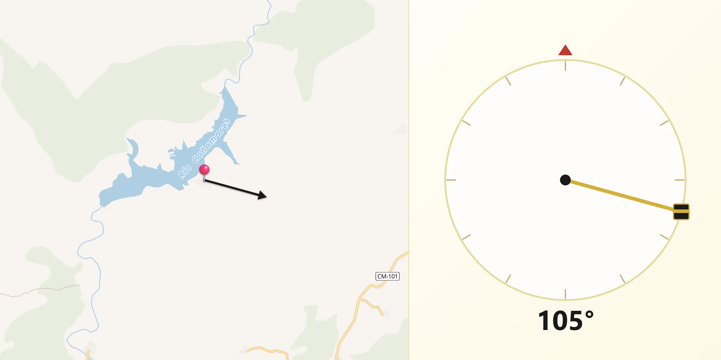 Dirección de la Qibla desde Pálmaces de Jadraque