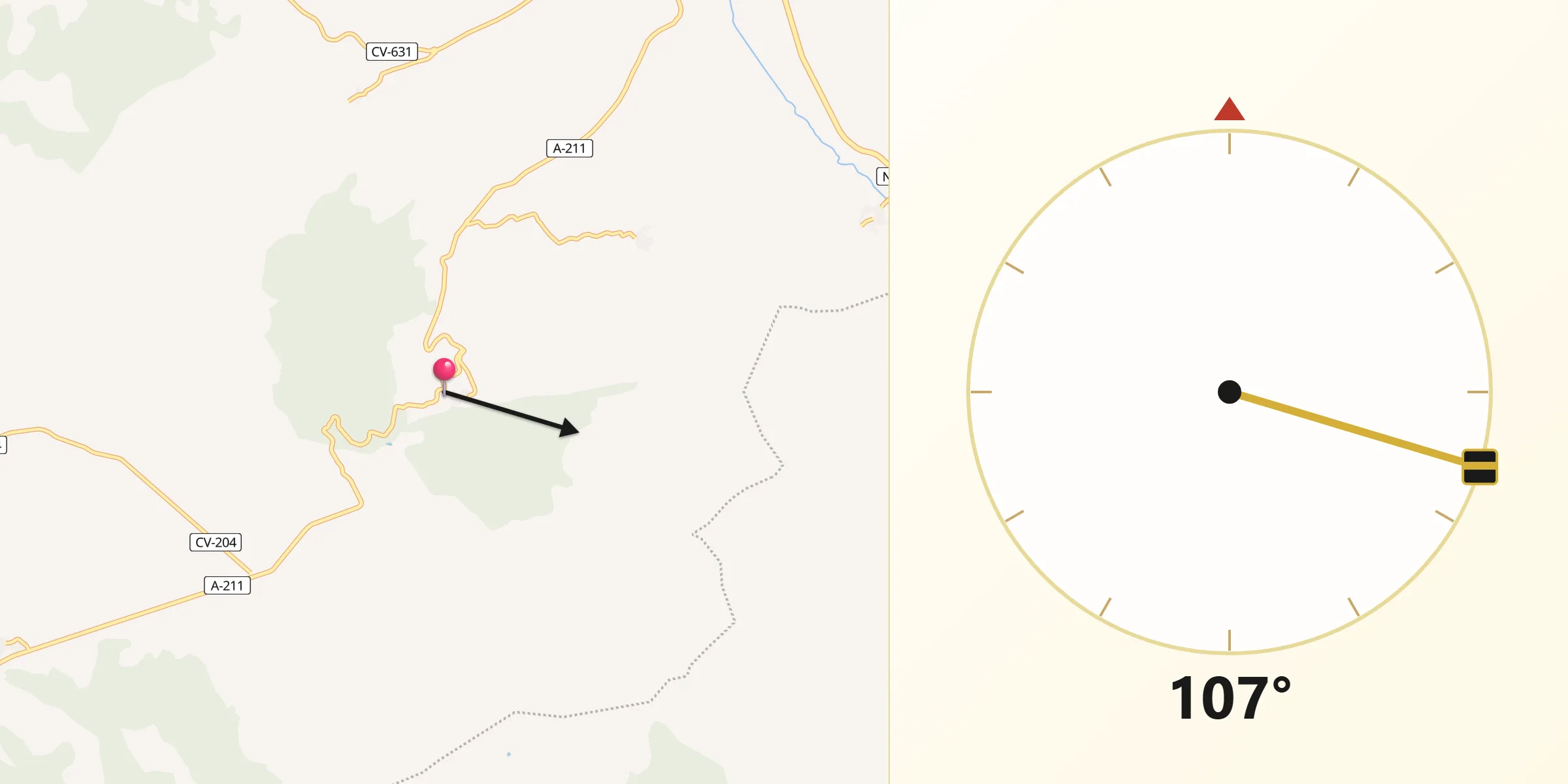 Dirección de la Qibla desde Val de San Martín