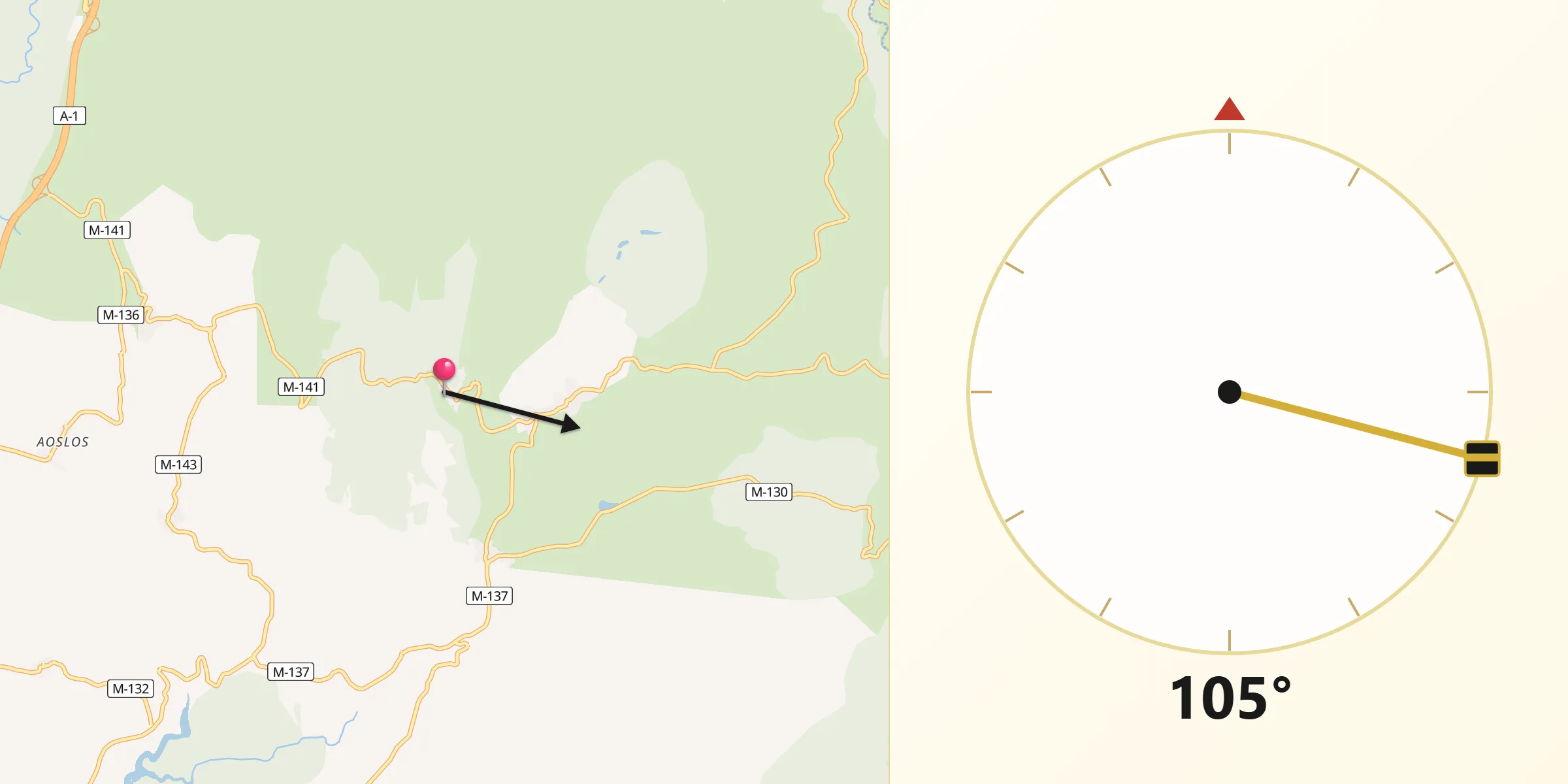 Dirección de la Qibla desde Horcajuelo de la Sierra