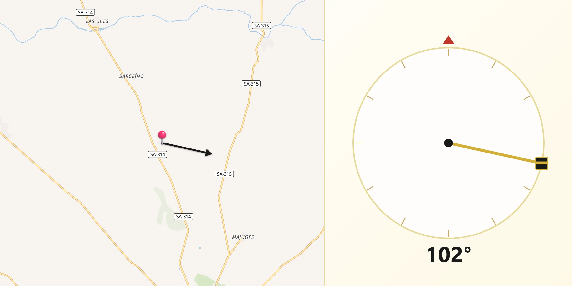 Dirección de la Qibla desde Barceo