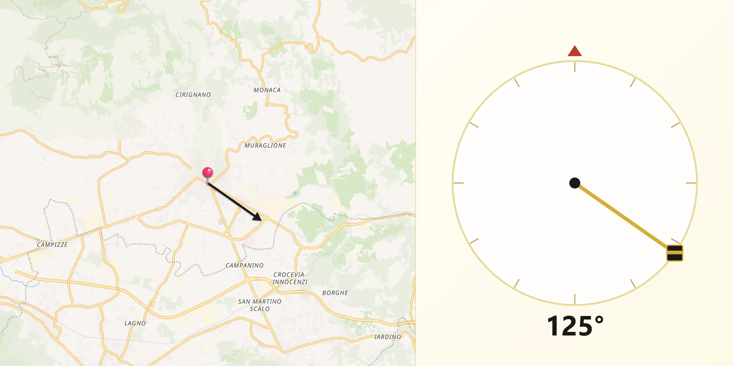 Direzione della Qibla da Montesarchio