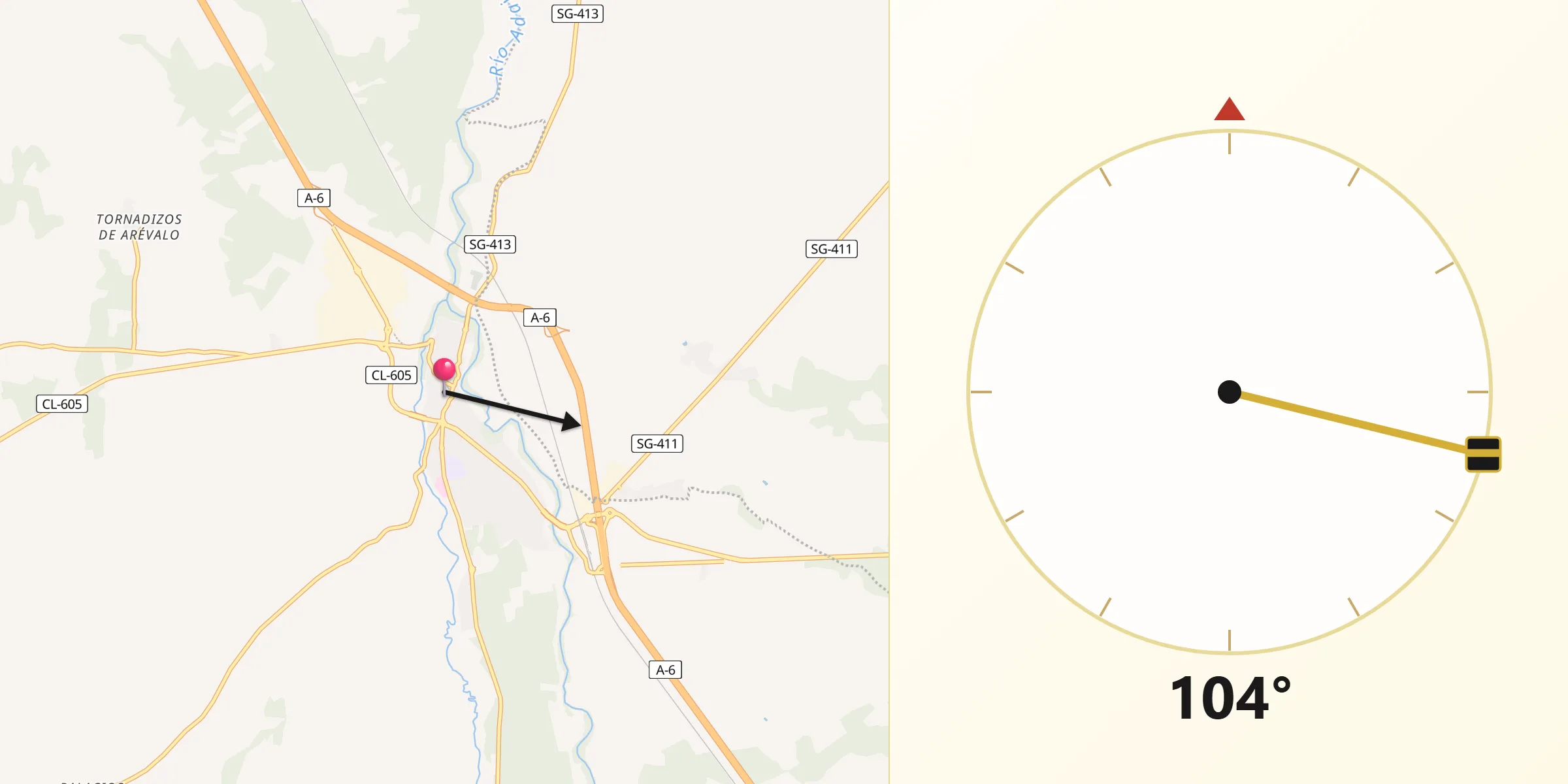 Dirección de la Qibla desde Arévalo