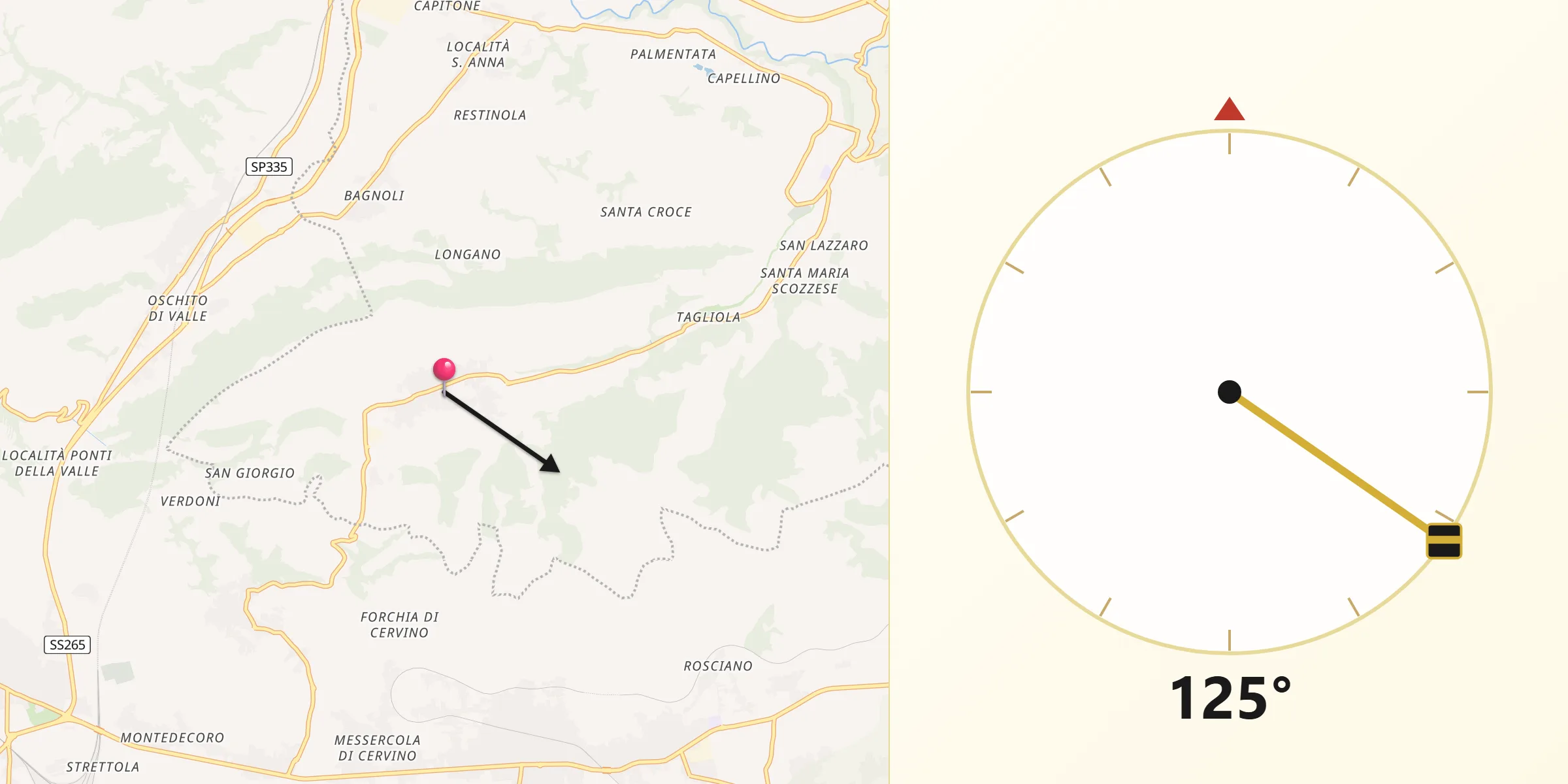 Direzione della Qibla da Durazzano