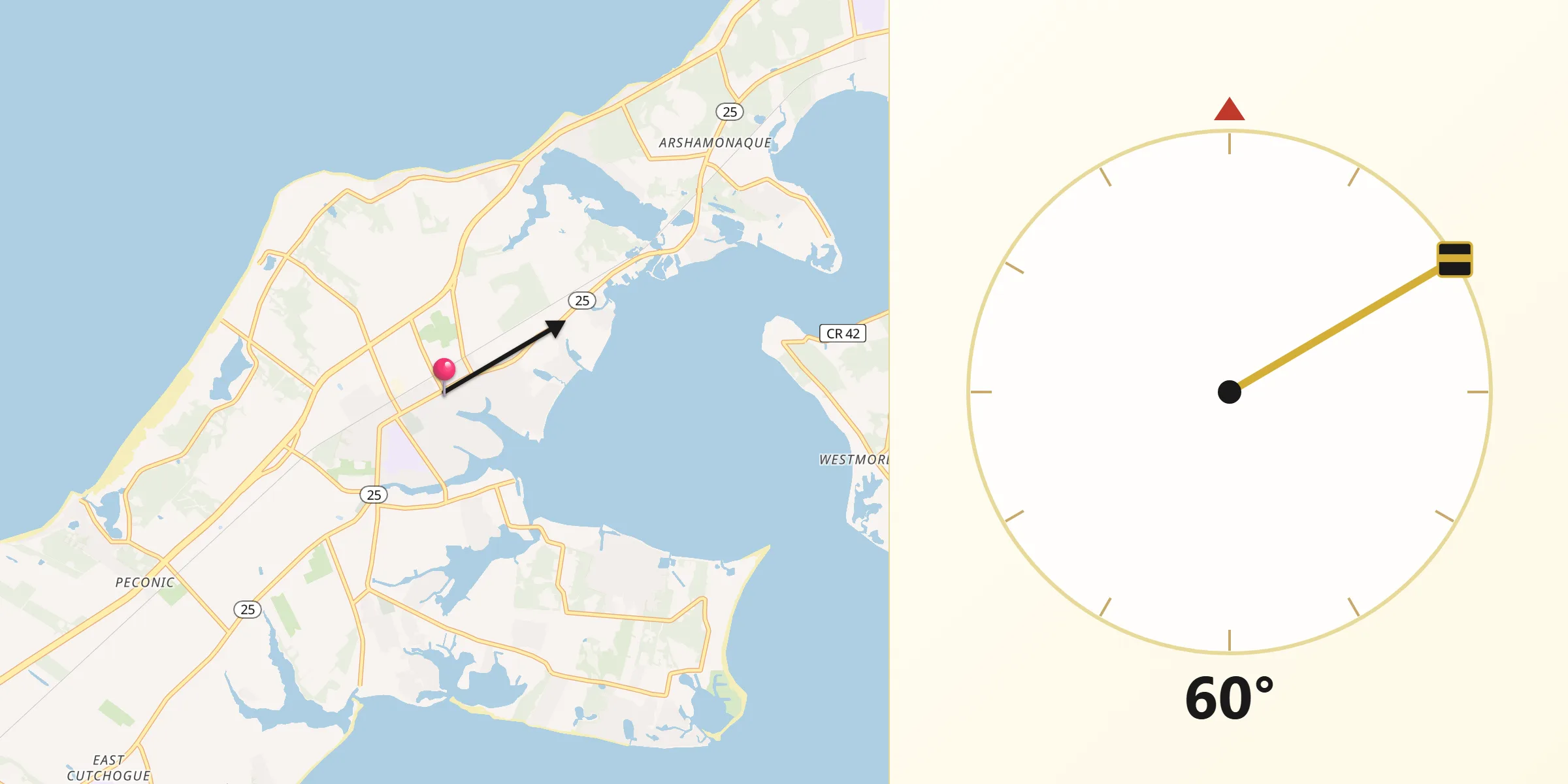 Qibla Direction from Southold
