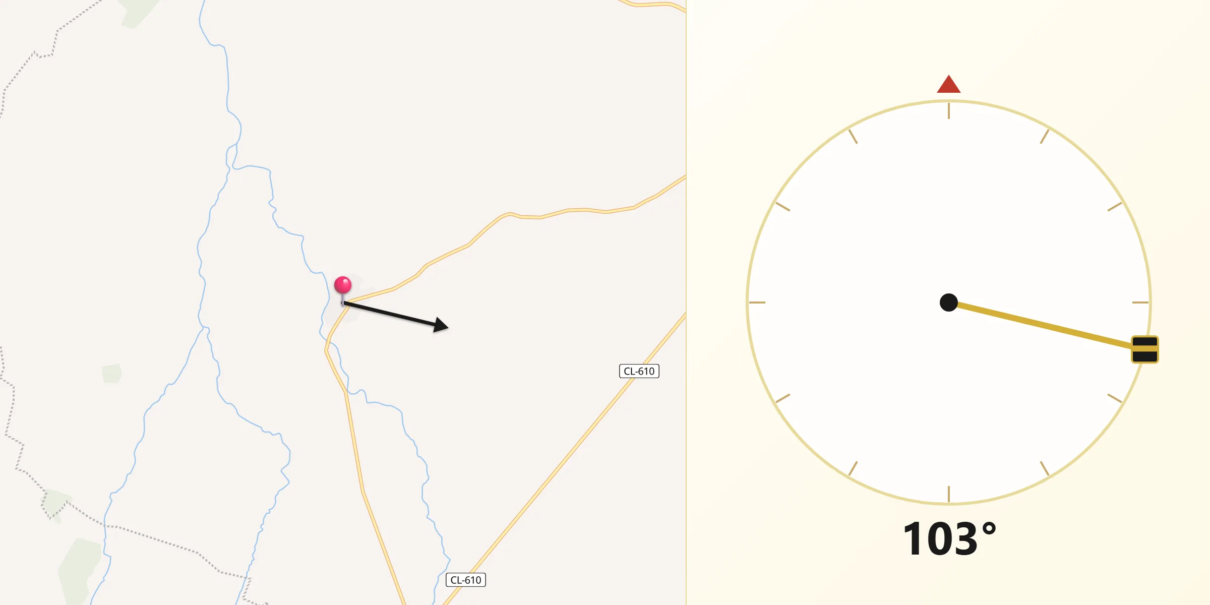 Dirección de la Qibla desde Horcajo de las Torres