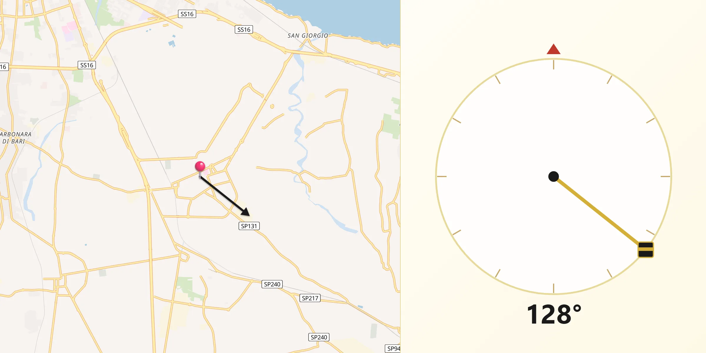 Direzione della Qibla da Triggiano