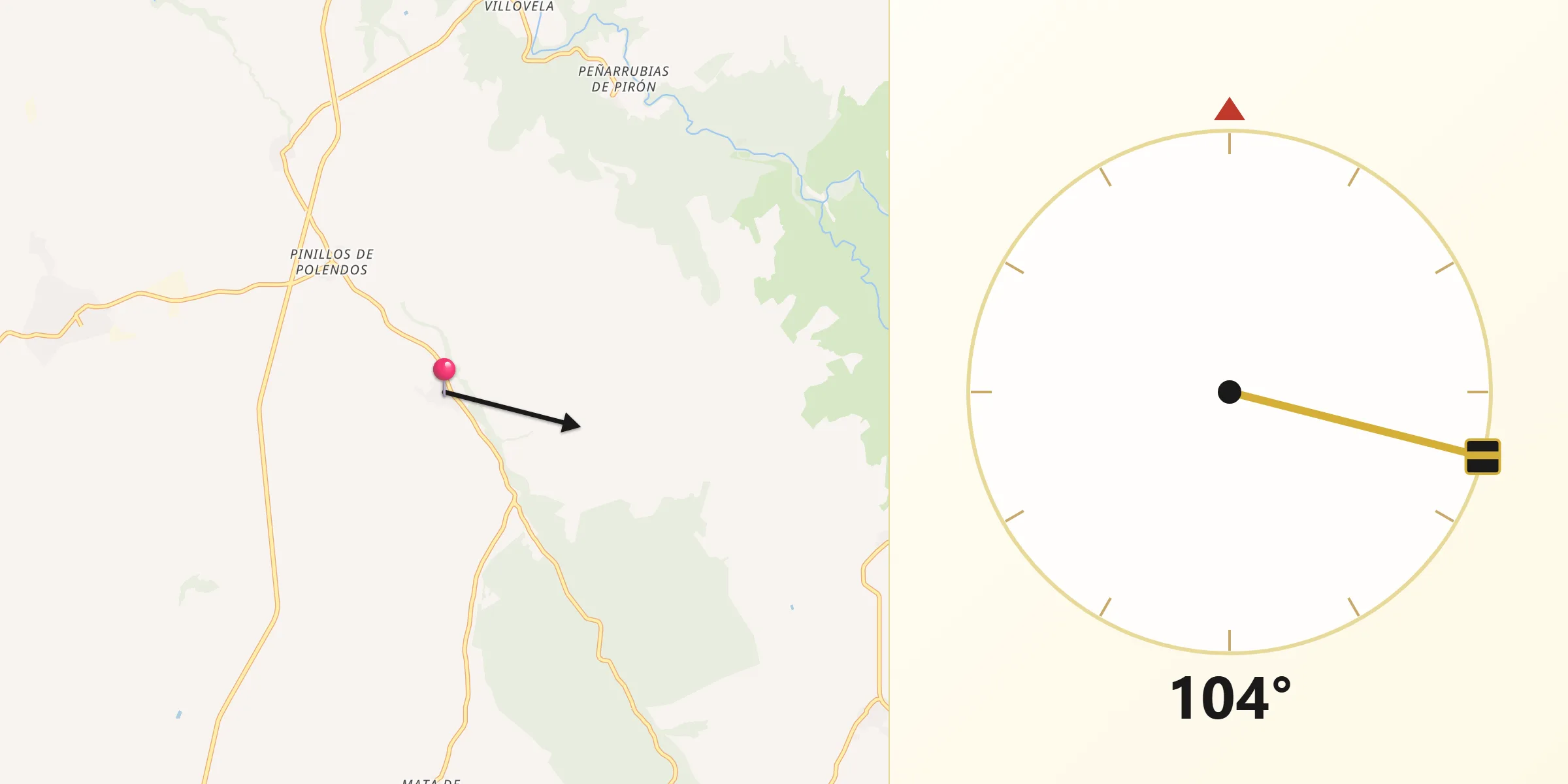 Dirección de la Qibla desde Cabañas de Polendos