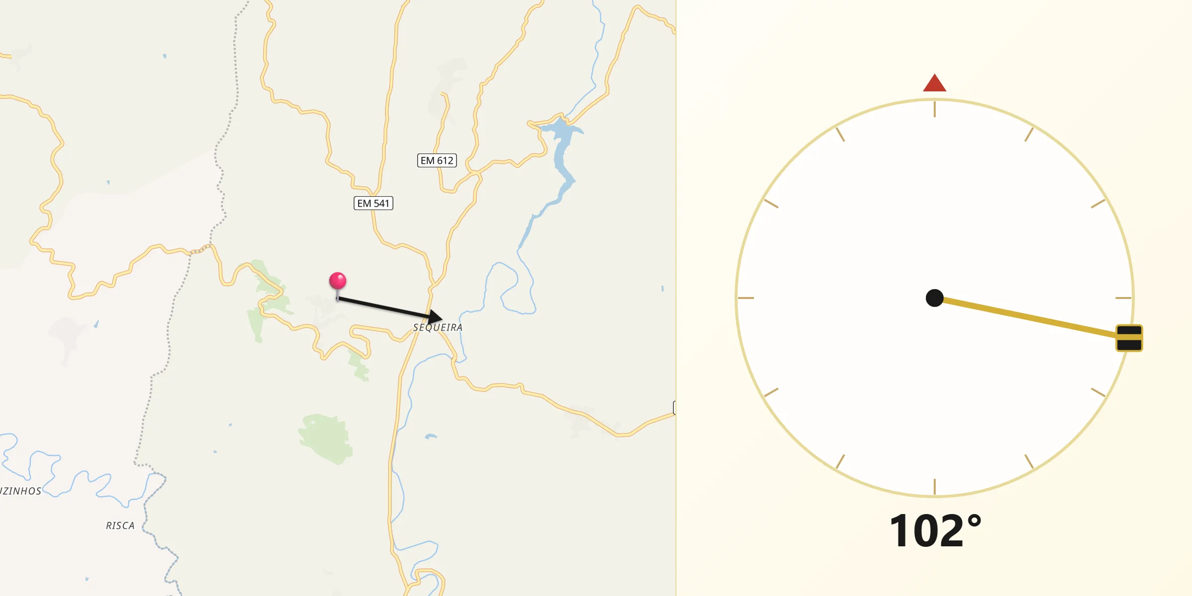 Direção da Qibla a partir de Horta