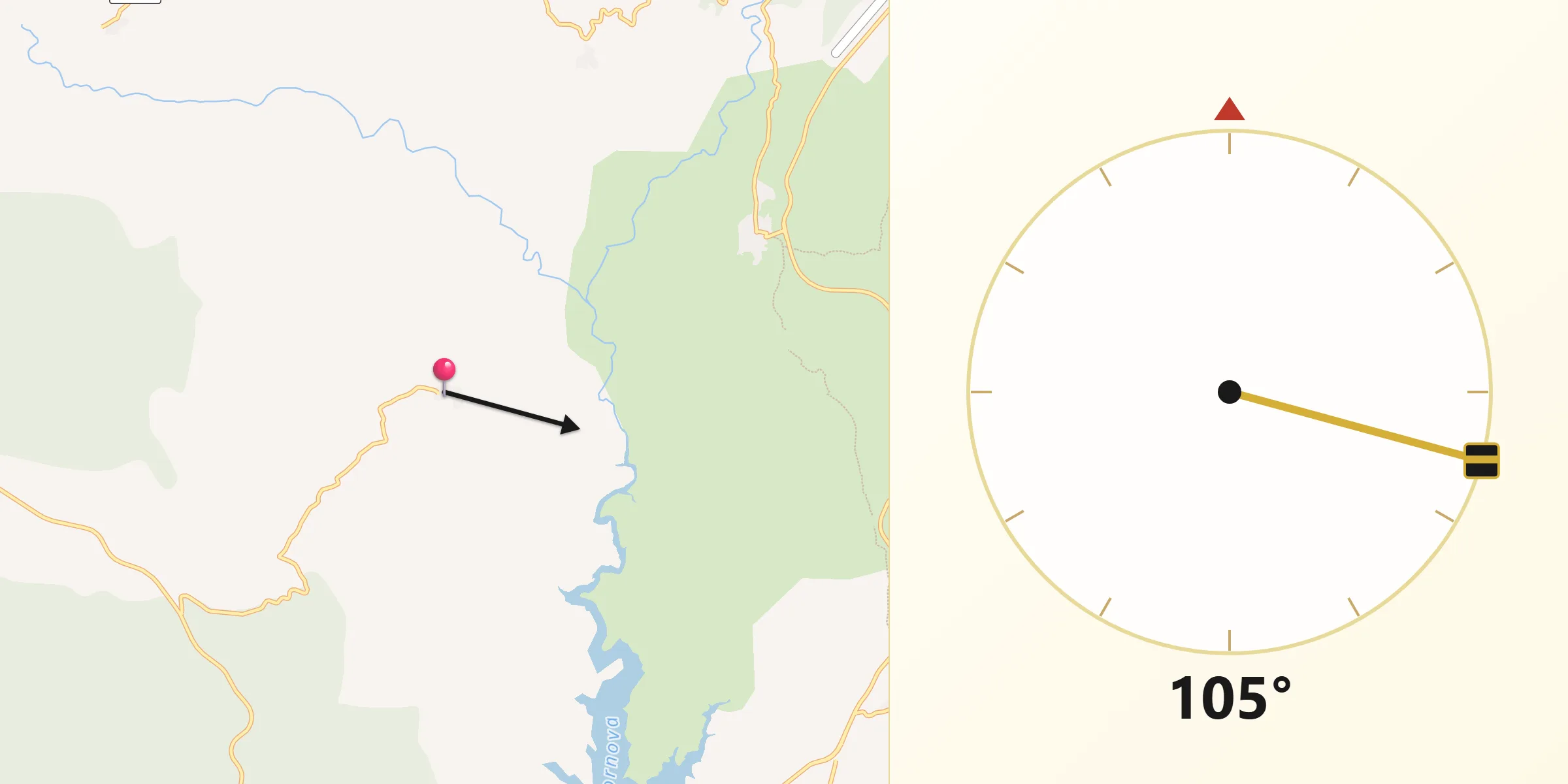 Dirección de la Qibla desde Zarzuela de Jadraque