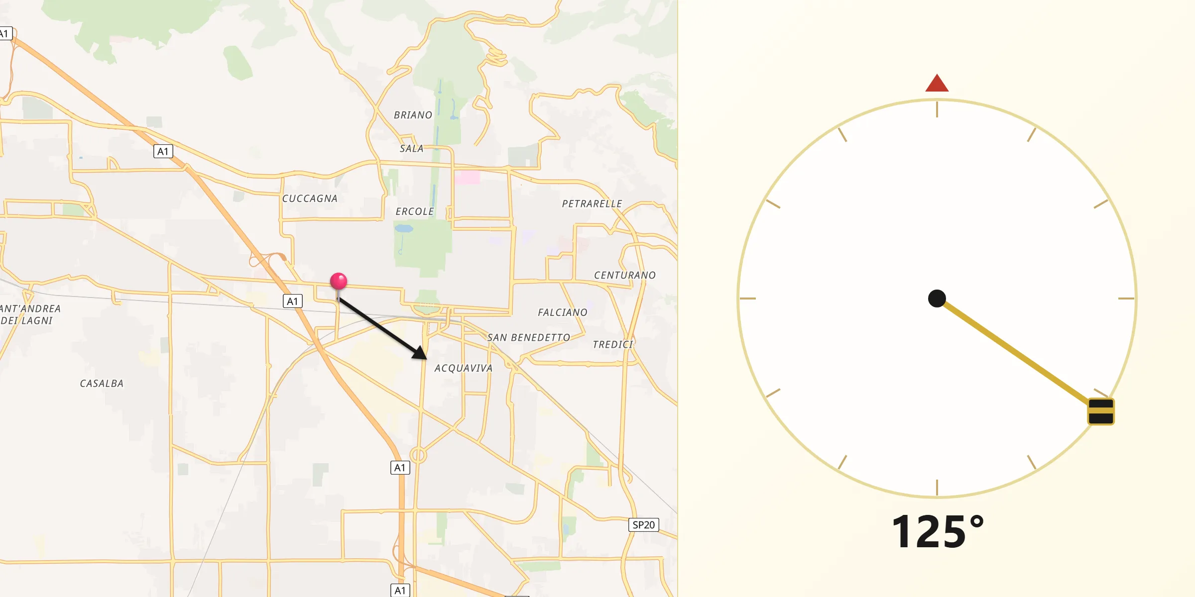 Direzione della Qibla da Casagiove